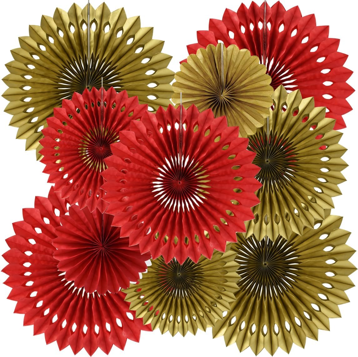 BEISHIDA Honeycomb Round Paper Fans Red Gold Hanging Party Decoration