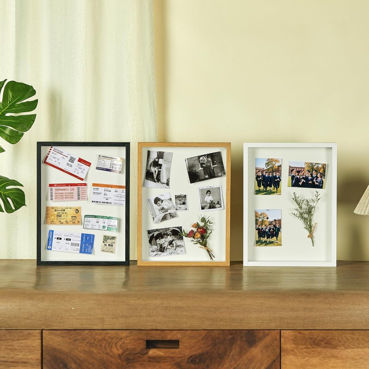 12x16 Large Shadow Box Frame with Thickened Acrylic Panel & Pins | With Linen Back, Deep 1.7" Black Shadow Box Display