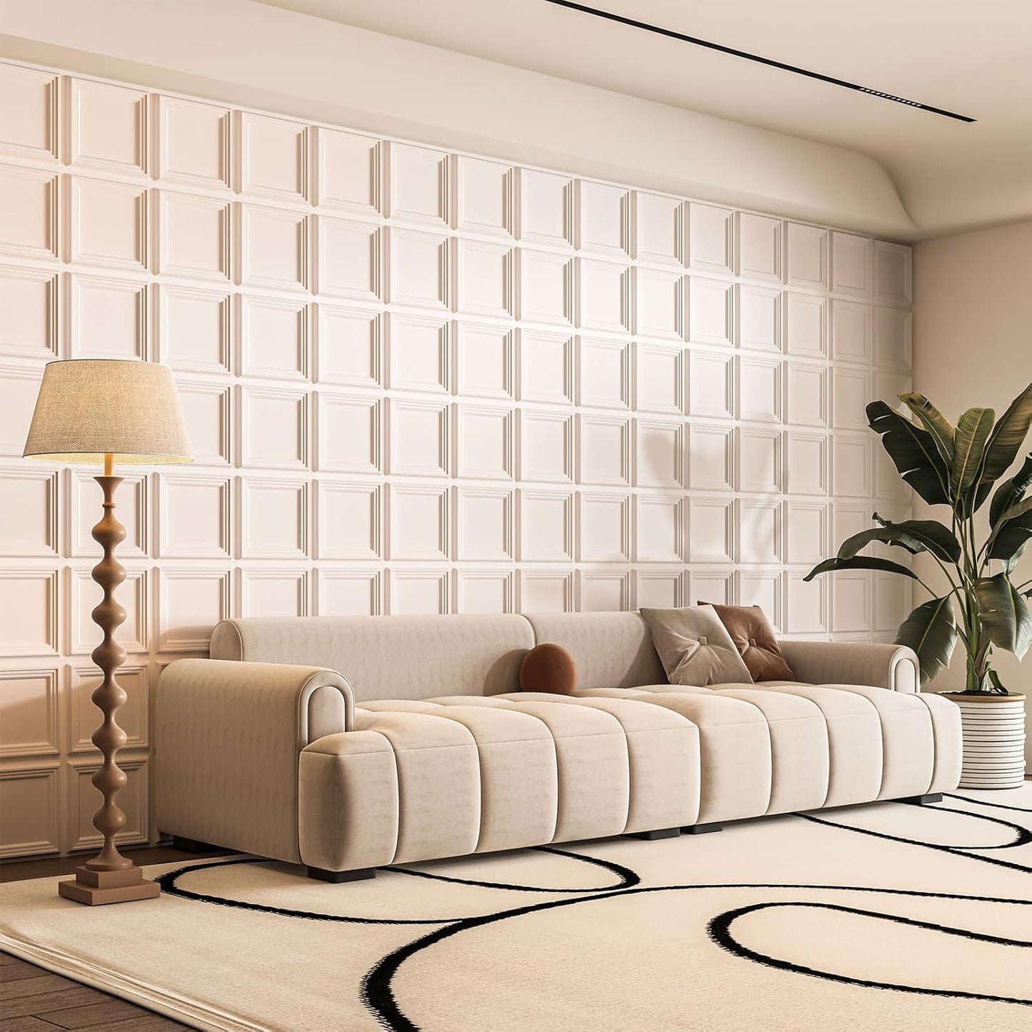 3D Textured Accent Wall Panel for Interior Décor / 11.8 x 11.8 / White / Set of 33