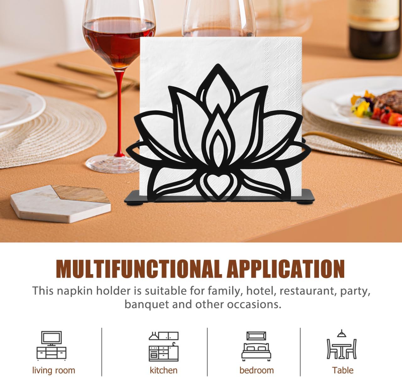 Wrought Iron Lotus Flower Napkin Holder Decorative Metal Napkin Stand