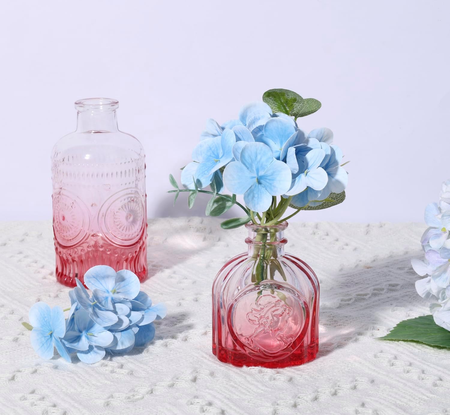 Glass Bud Vase Set / Pink / Set of 5
