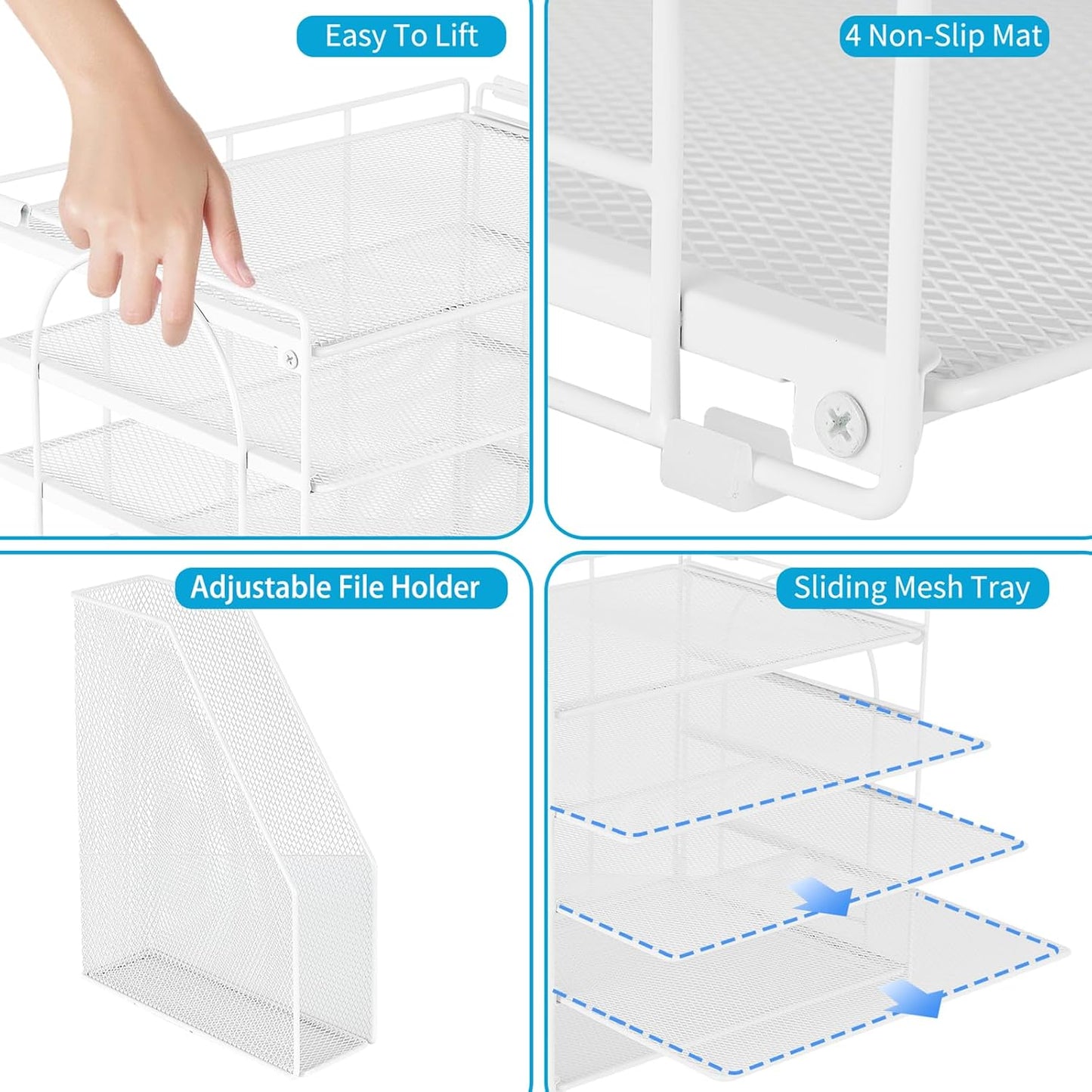 AUPSEN Desk Organizers and Accessories, 5-Tier Desktop Paper File Organizer with Removable File Holder, Desk