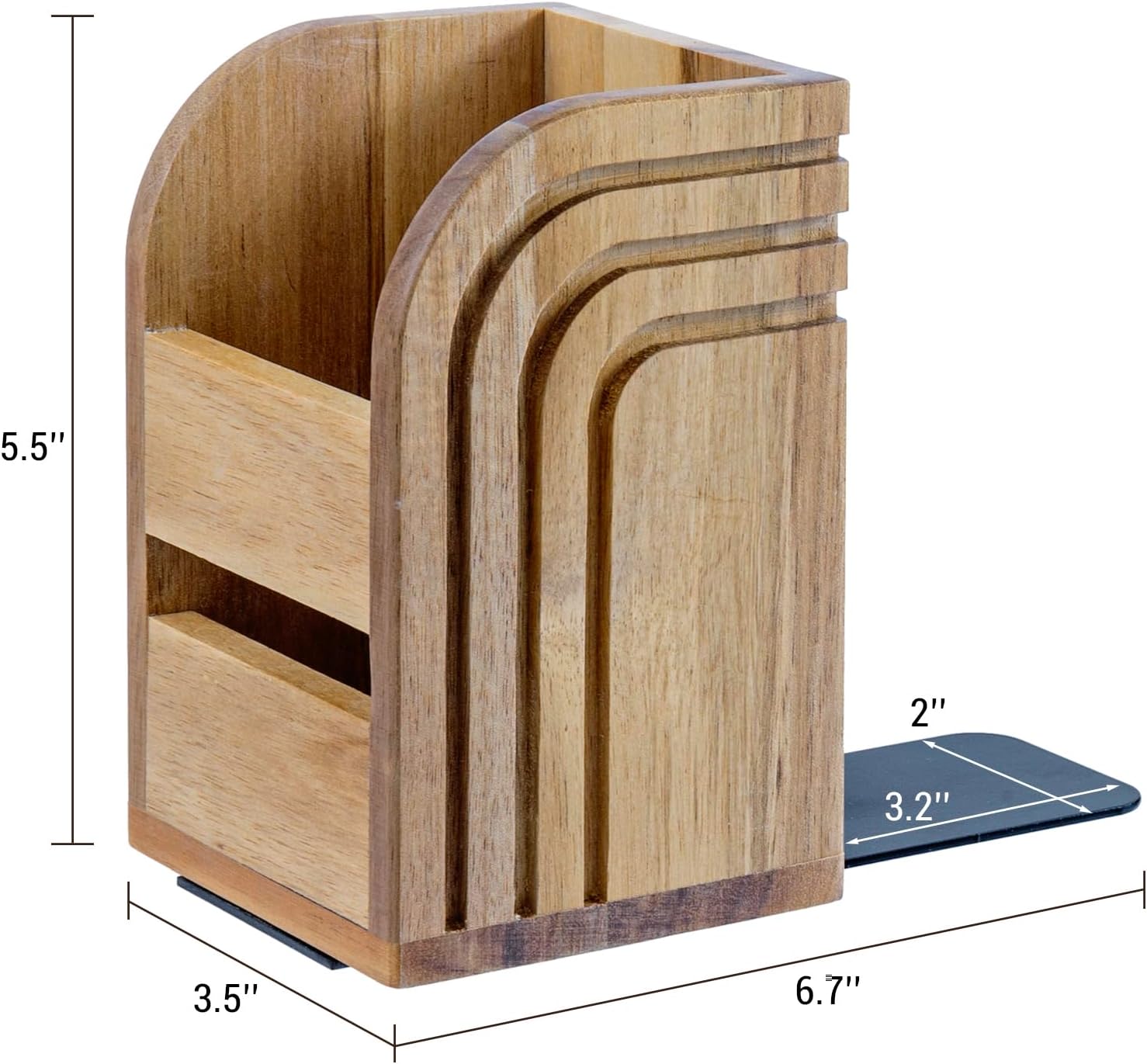 Acacia Solid Wood Bookends and Pencil Holders