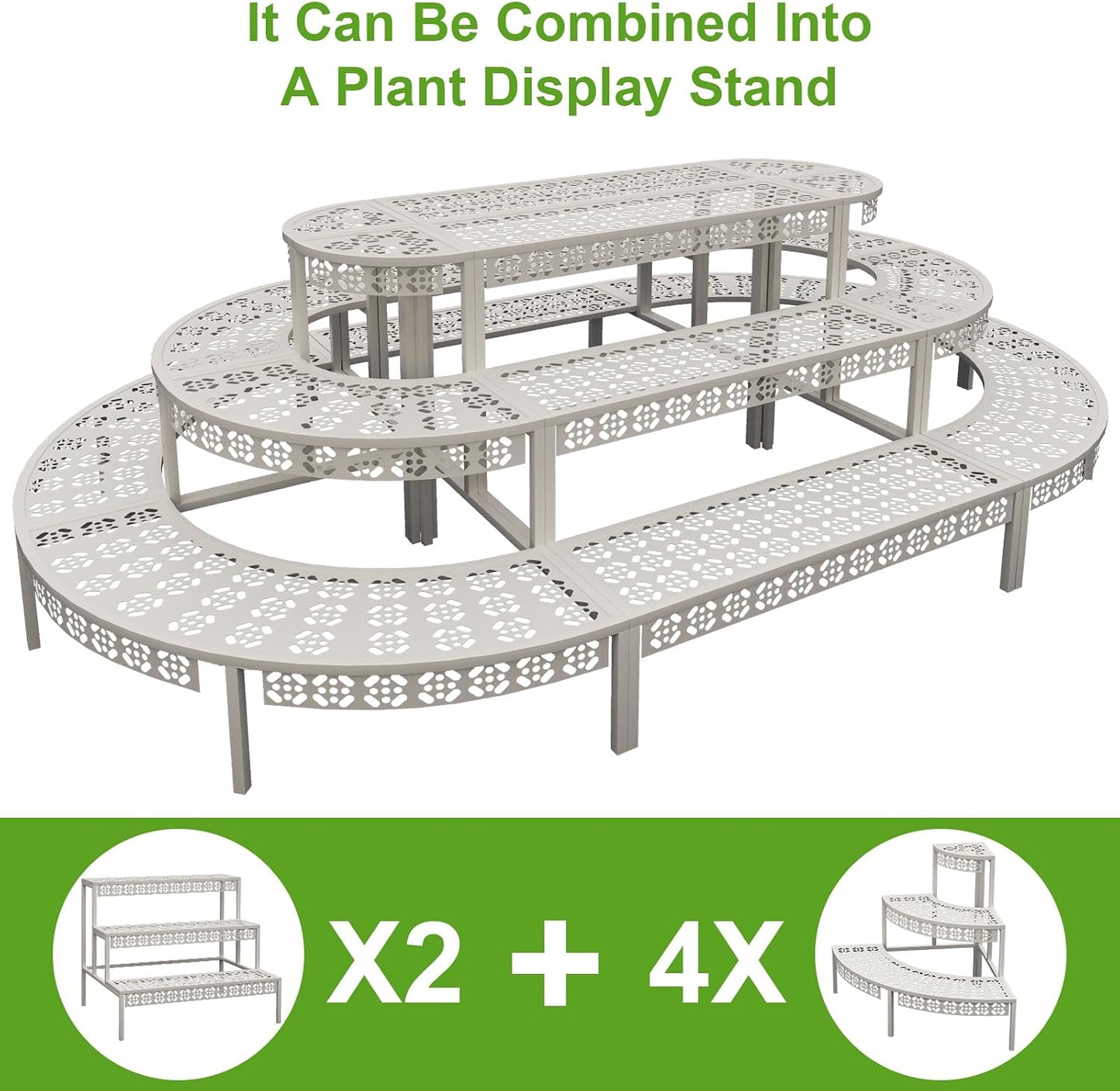 aboxoo 3-Tier Metal Plant Stand, Quarter Round Stair-Step Corner Shelf | Holds multiple flower pots,Indoor/outdoor