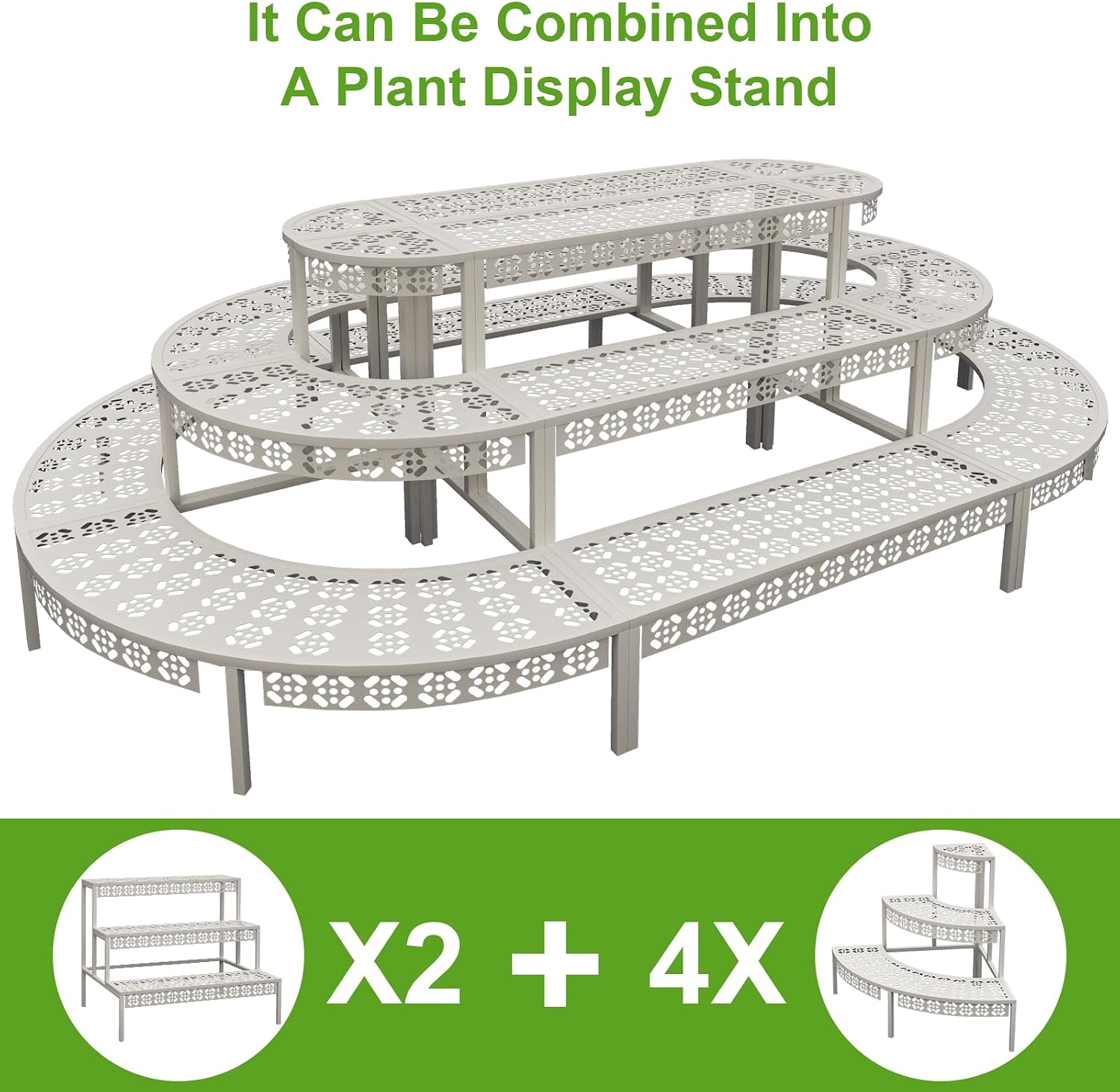 aboxoo 3-Tier Metal Plant Stand, Quarter Round Stair-Step Corner Shelf | Holds multiple flower pots,Indoor/outdoor