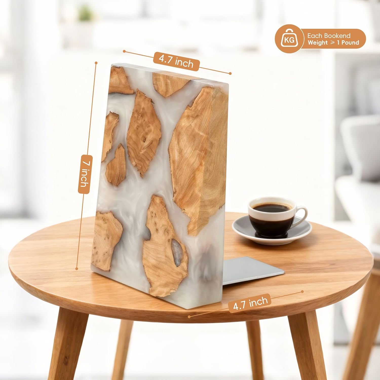Unique Burl Wood Figure Book Ends for Study Office / Pearlescent White