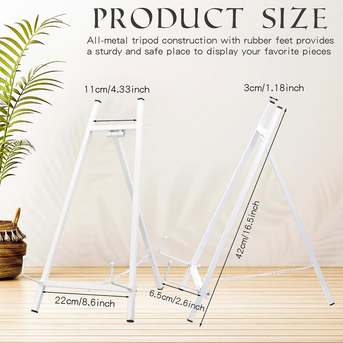 Leinuosen 1 Pcs Metal Easel Stand 16.5" H x 8.7" W x 4.3" D Table Top Easel Stand for Display Tripod Art Picture Mirror