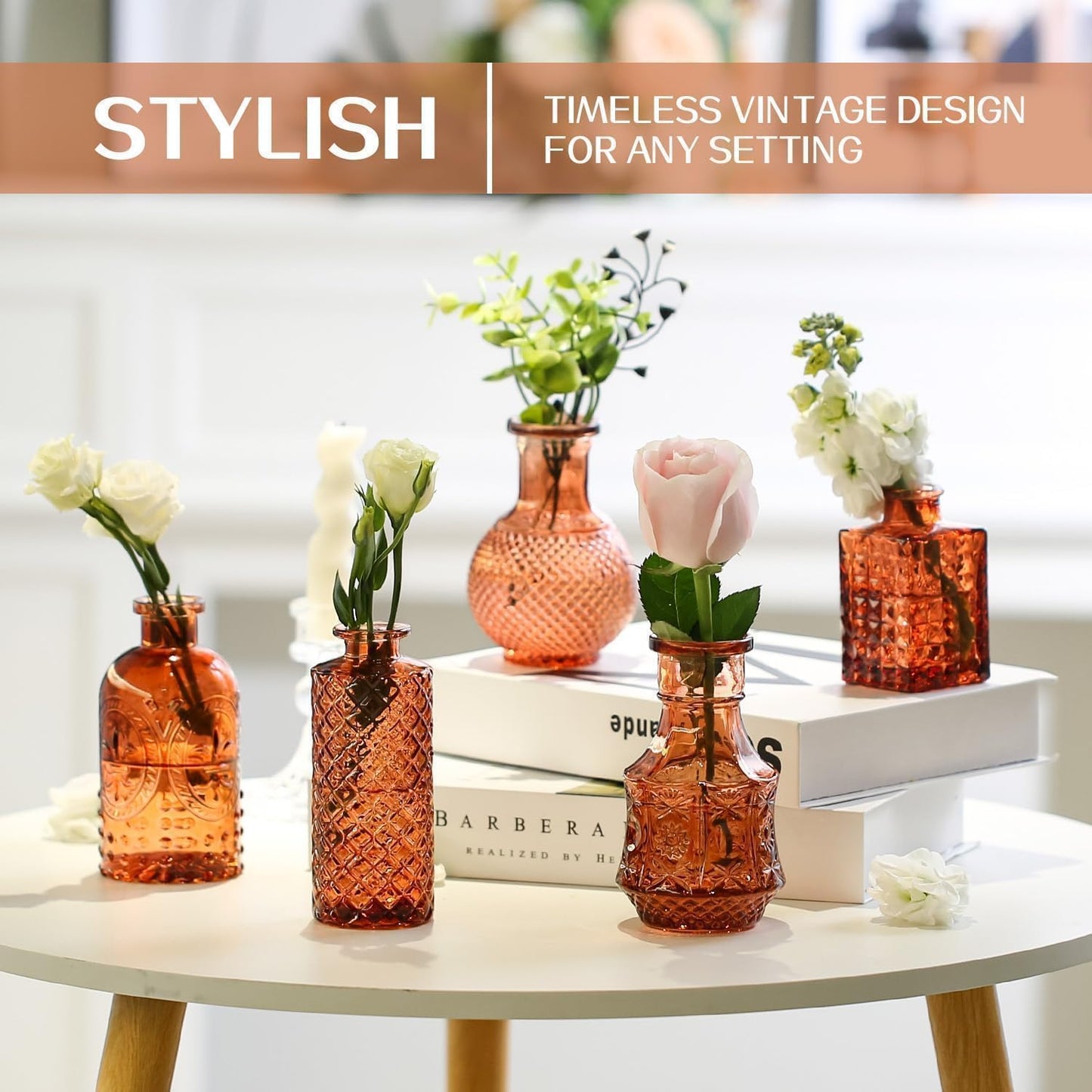 Clear Bud Vases for Flowers / Brown / Set of 12