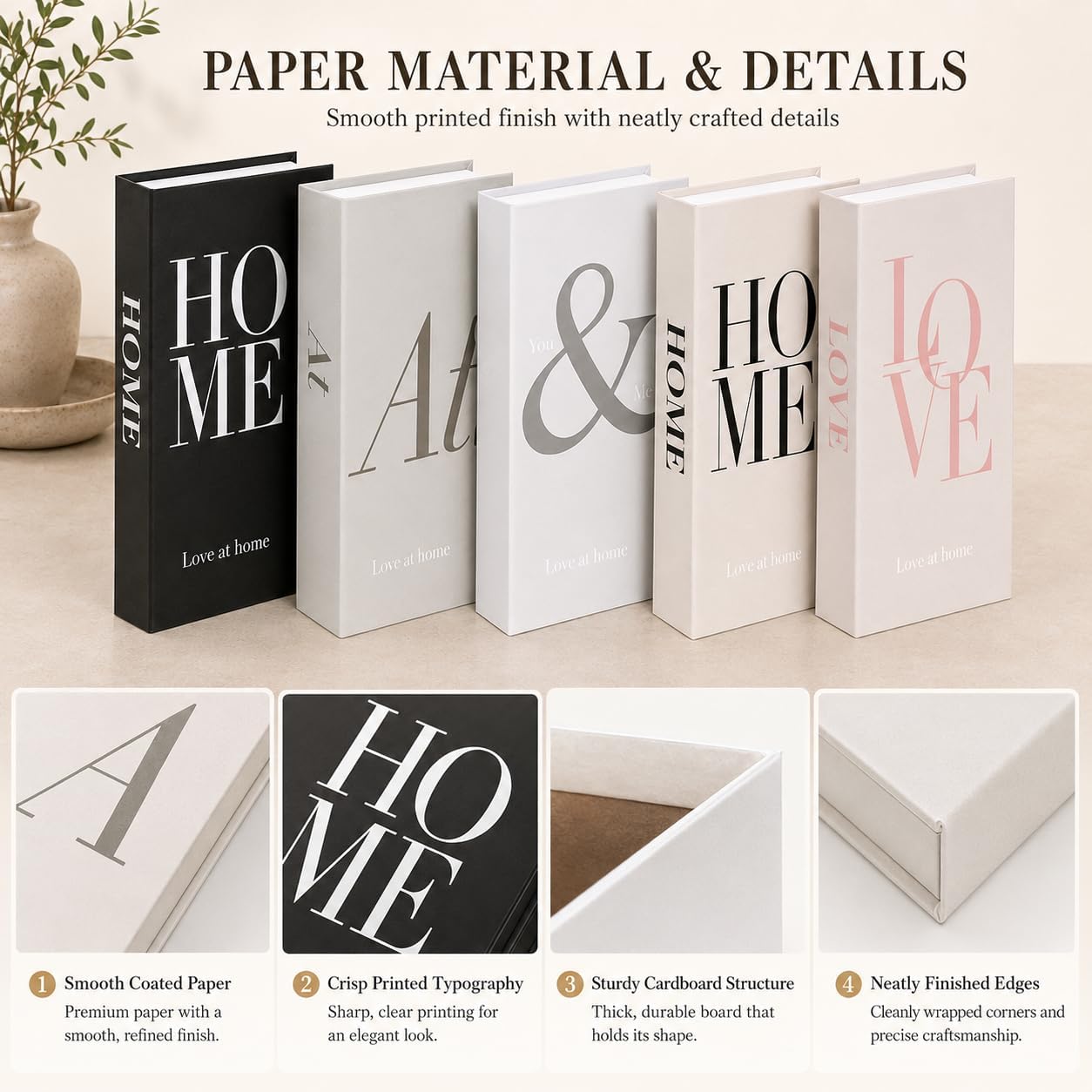 Modern Book Decor Aesthetic / Black and White / 5 PACKS-B / Set of 5