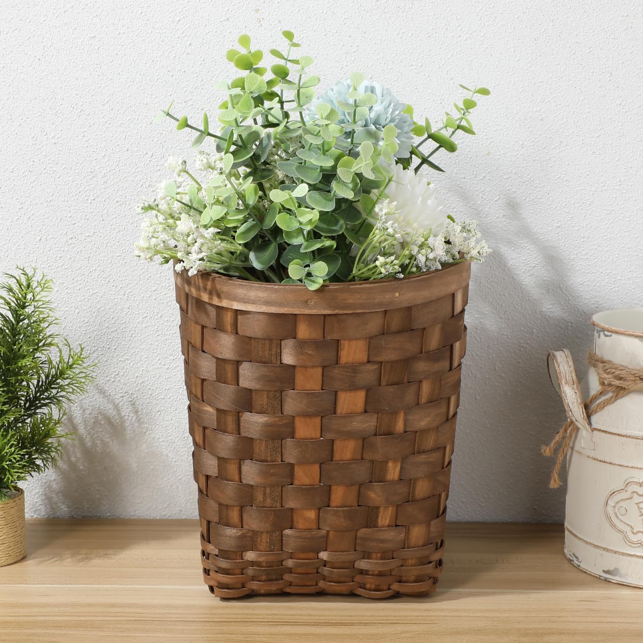 Hanging Basket Woven Wall Storage Organizer In Rustic Wicker Basket / 9.84 x 6.69 x 15.94