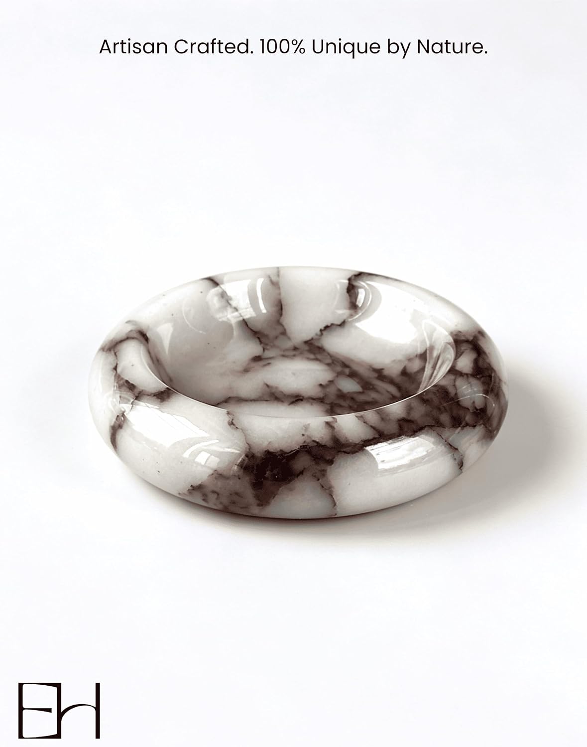 Small Round Decorative Stone Jewelry Tray for Rings & Earring / Natural / Set of 4