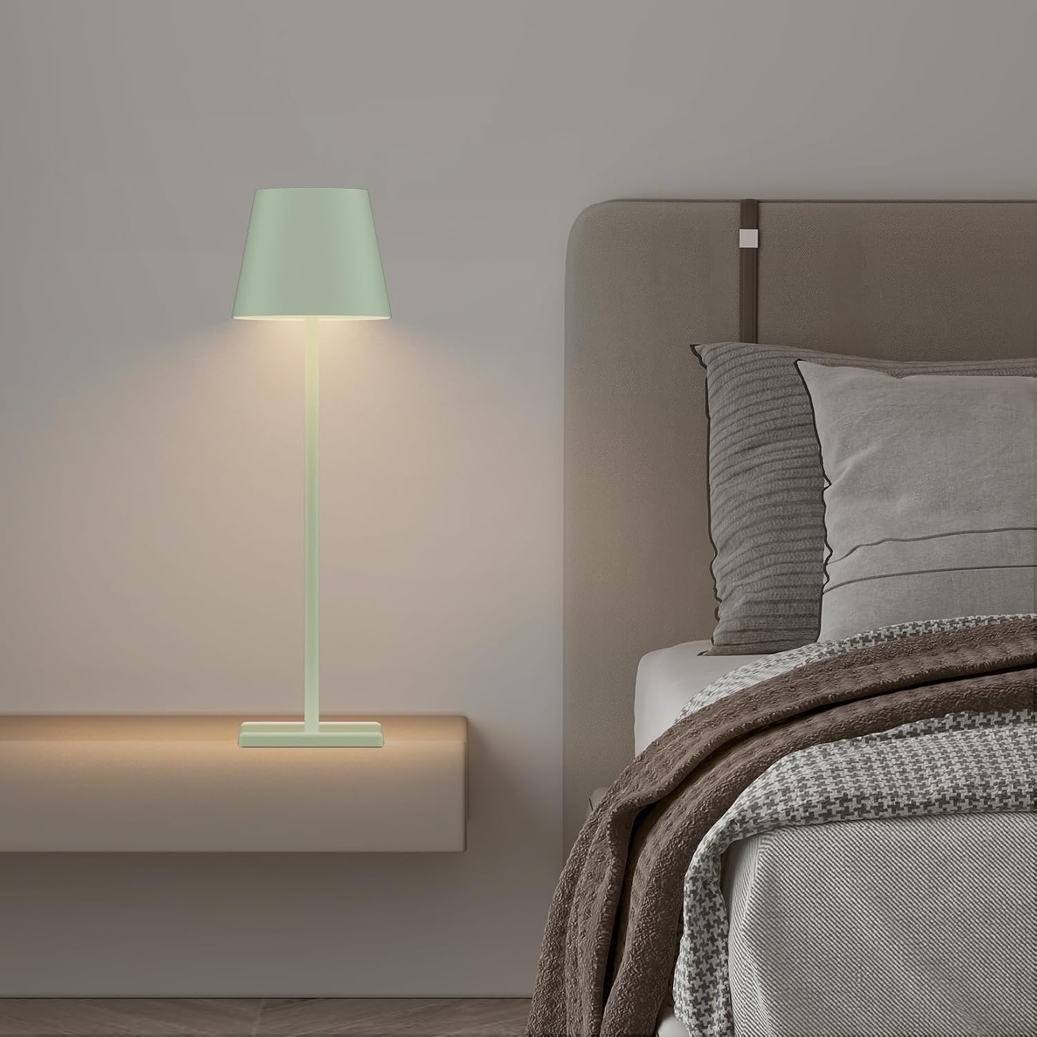 2 Pack LED Rechargeable Table Lamp, 5500mAh Battery Powered Green Lamp, 3 Color Temperatures Stepless Dimmable Portable