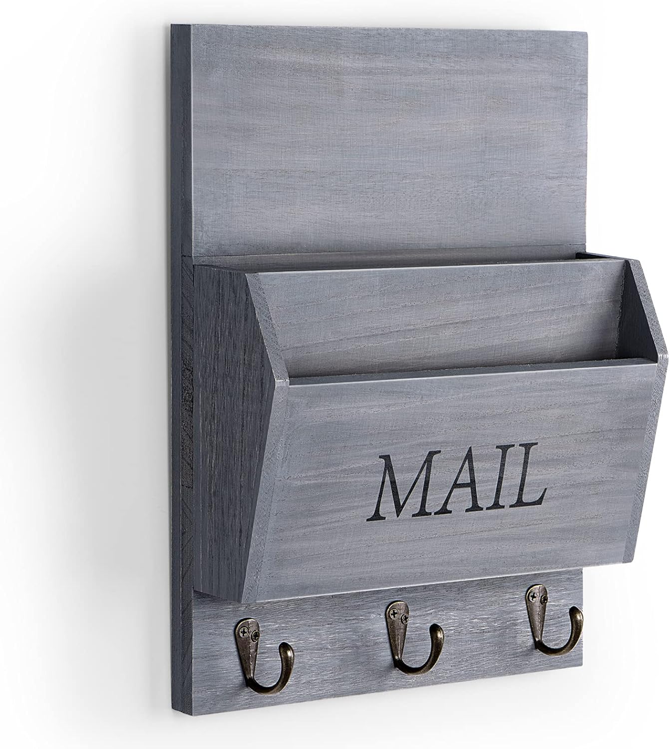 Wooden Mail Holder / Gray / Wall Mount
