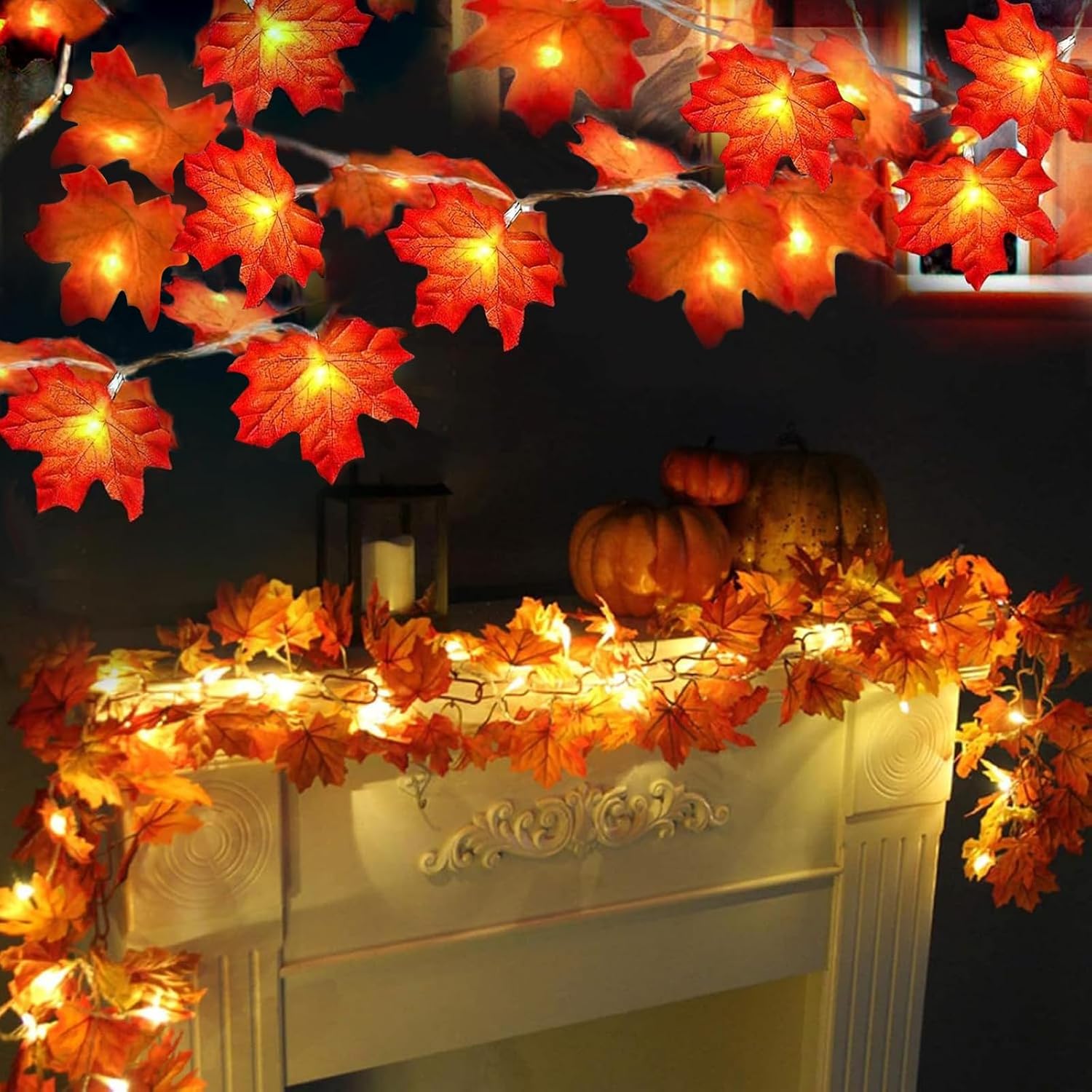 Valery Madelyn 6ft Fall Garland for Mantle with Pumpkins