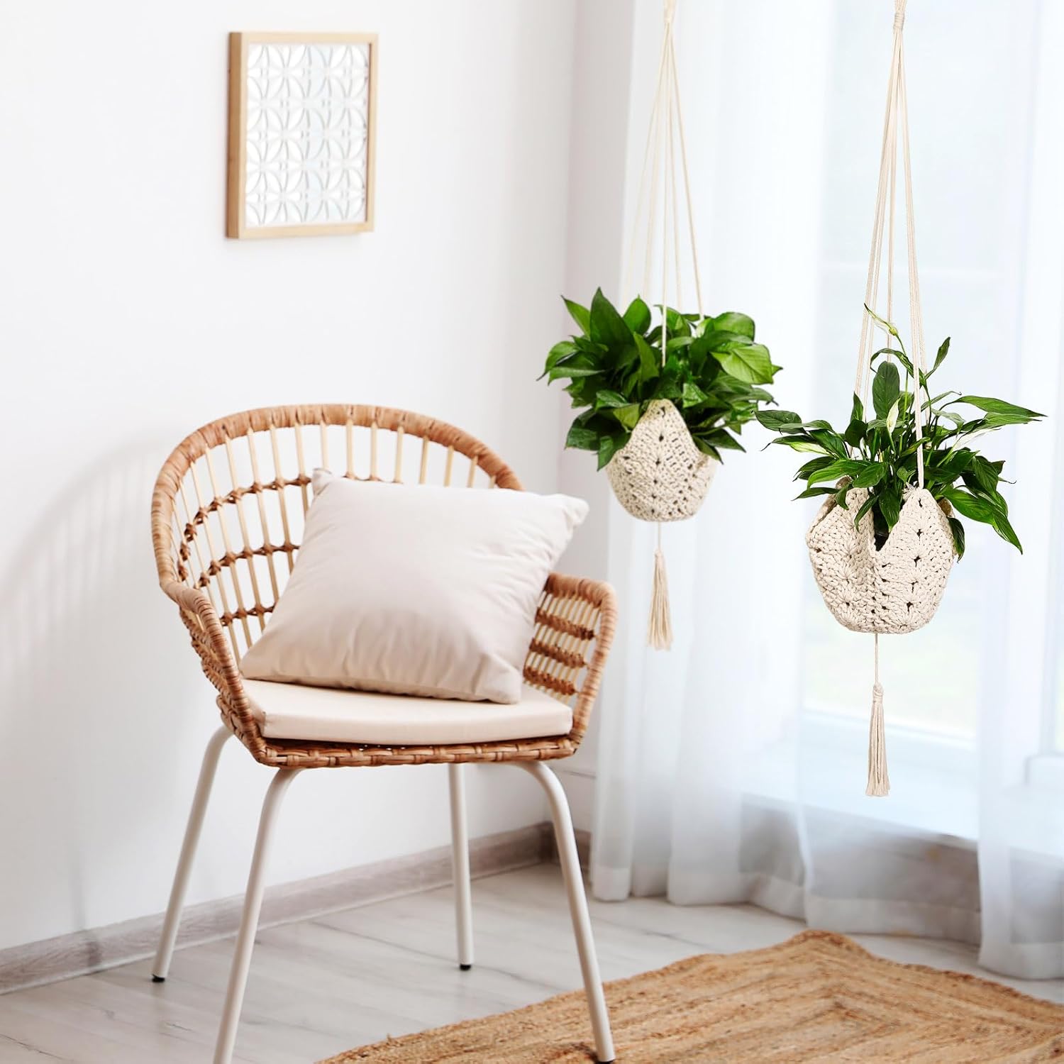 Boho Macrame Plant Hanger / Cream / Classic / Set of 3