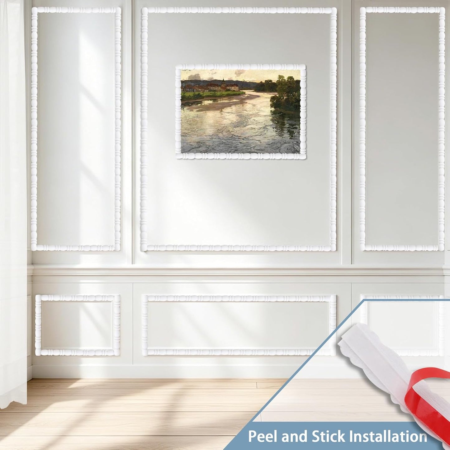 Peel & Stick Ball and Spindle Decorative Molding Trim / 118 x 0.59 / Unfinished White