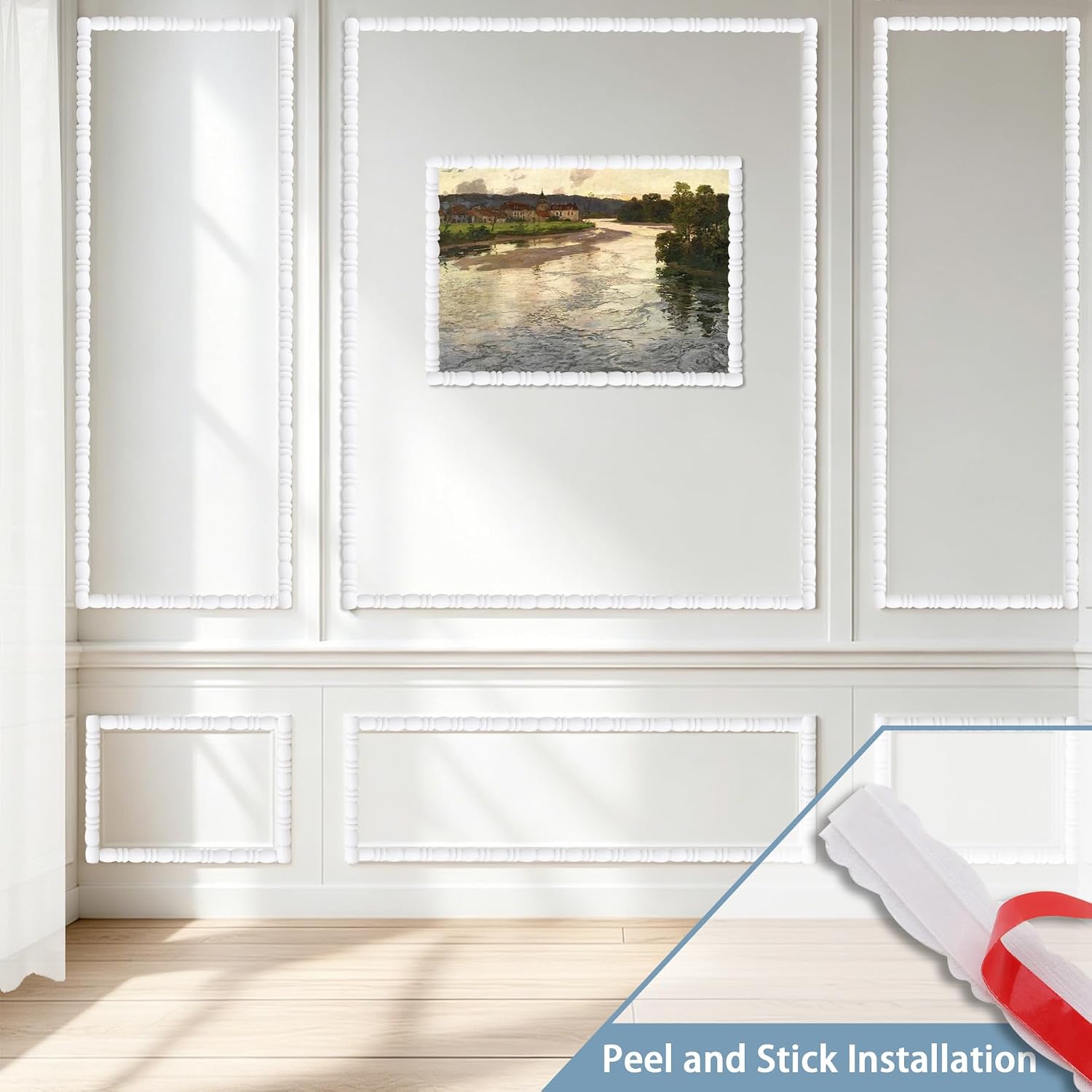 Peel & Stick Ball and Spindle Decorative Molding Trim / 118 x 0.59 / Unfinished White