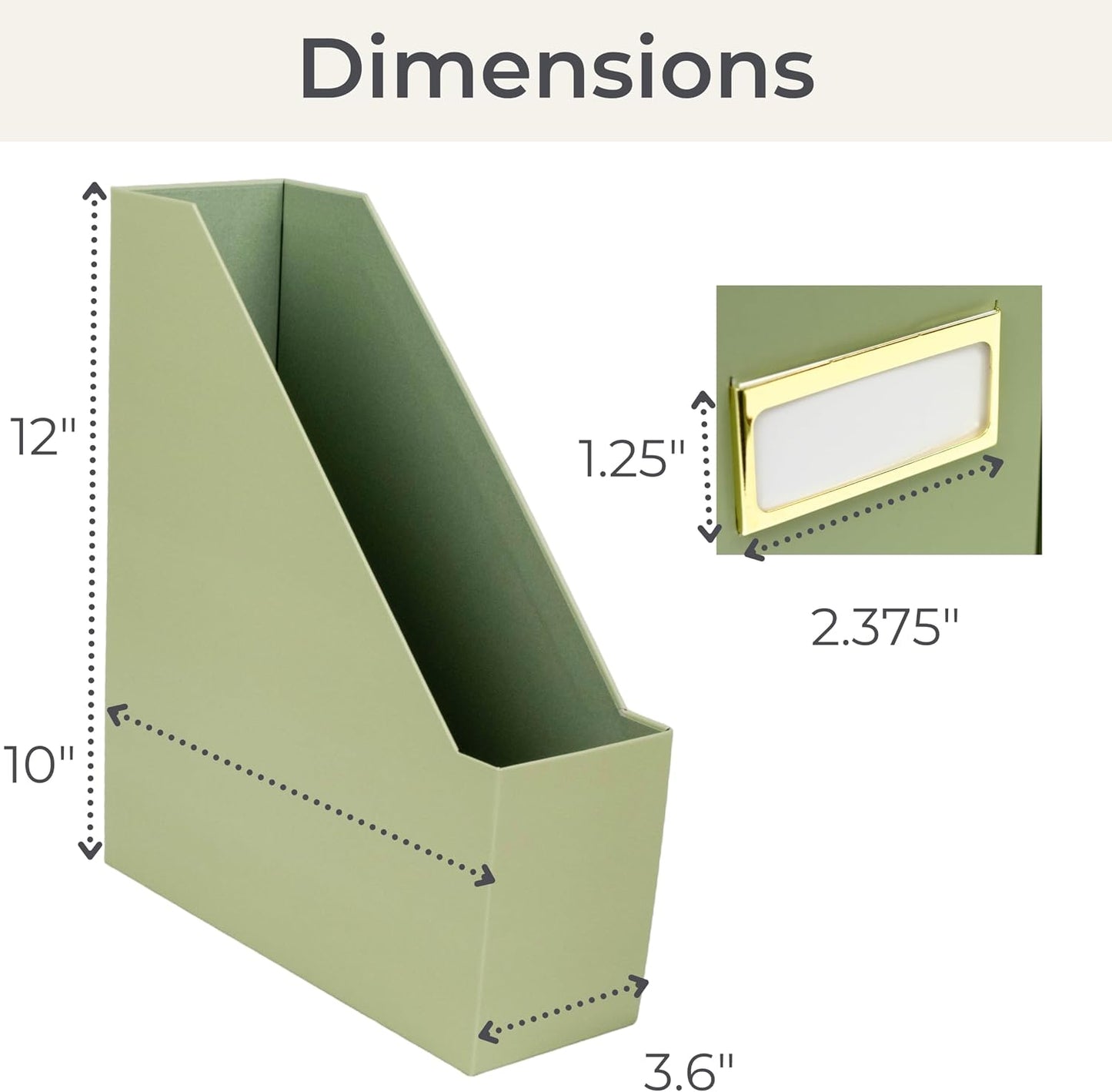 BLU MONACO | Set of 6 Foldable Magazine File Holders in Earth Green | Heavy-Duty Vertical File Organizers with Label