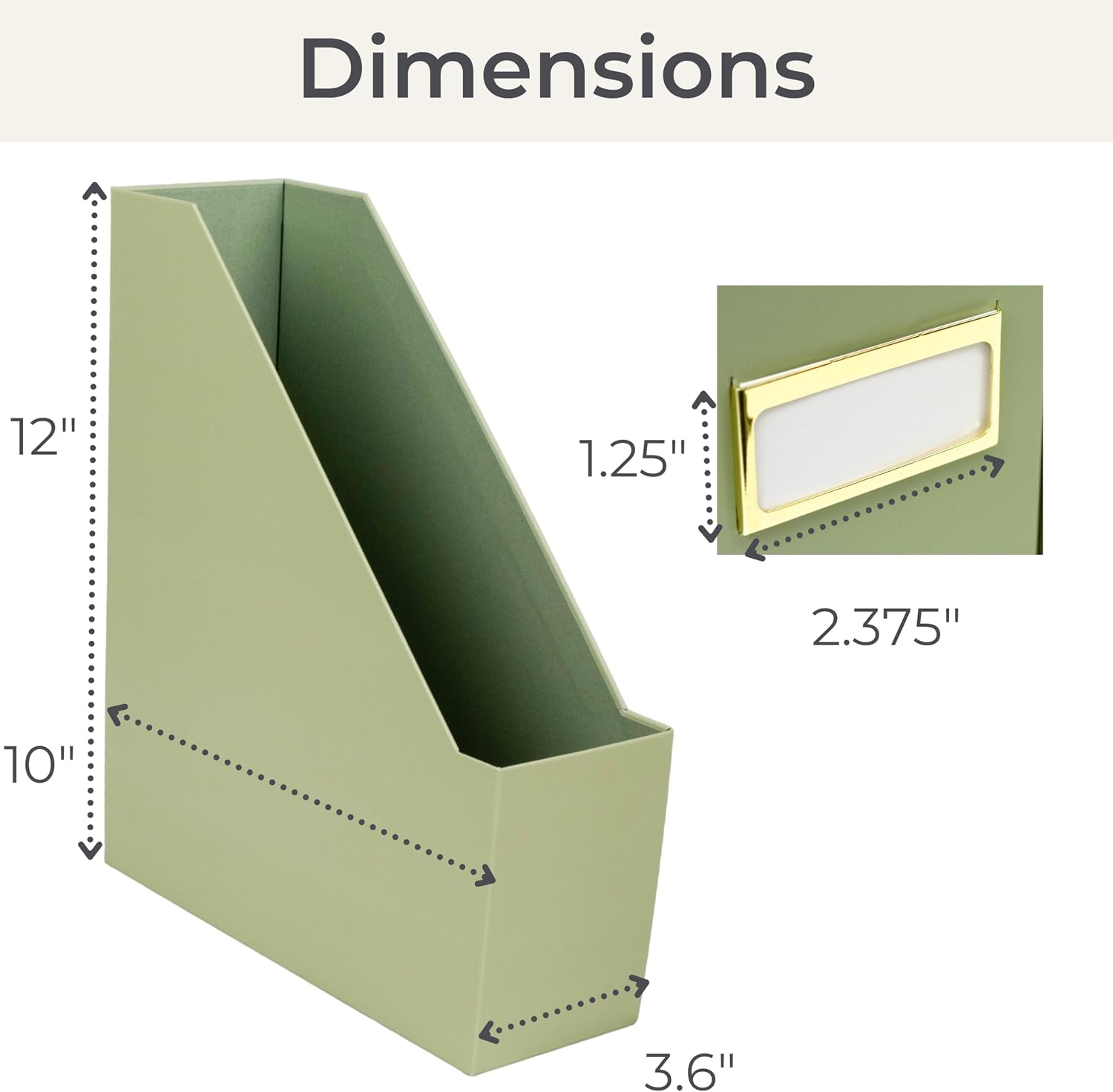 BLU MONACO | Set of 6 Foldable Magazine File Holders in Earth Green | Heavy-Duty Vertical File Organizers with Label