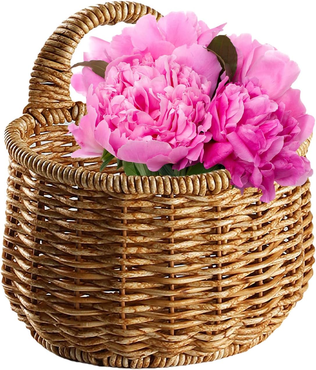 Hanging Wicker Rattan Basket Hand-Woven Wood Storage Basket / A:13*13cm