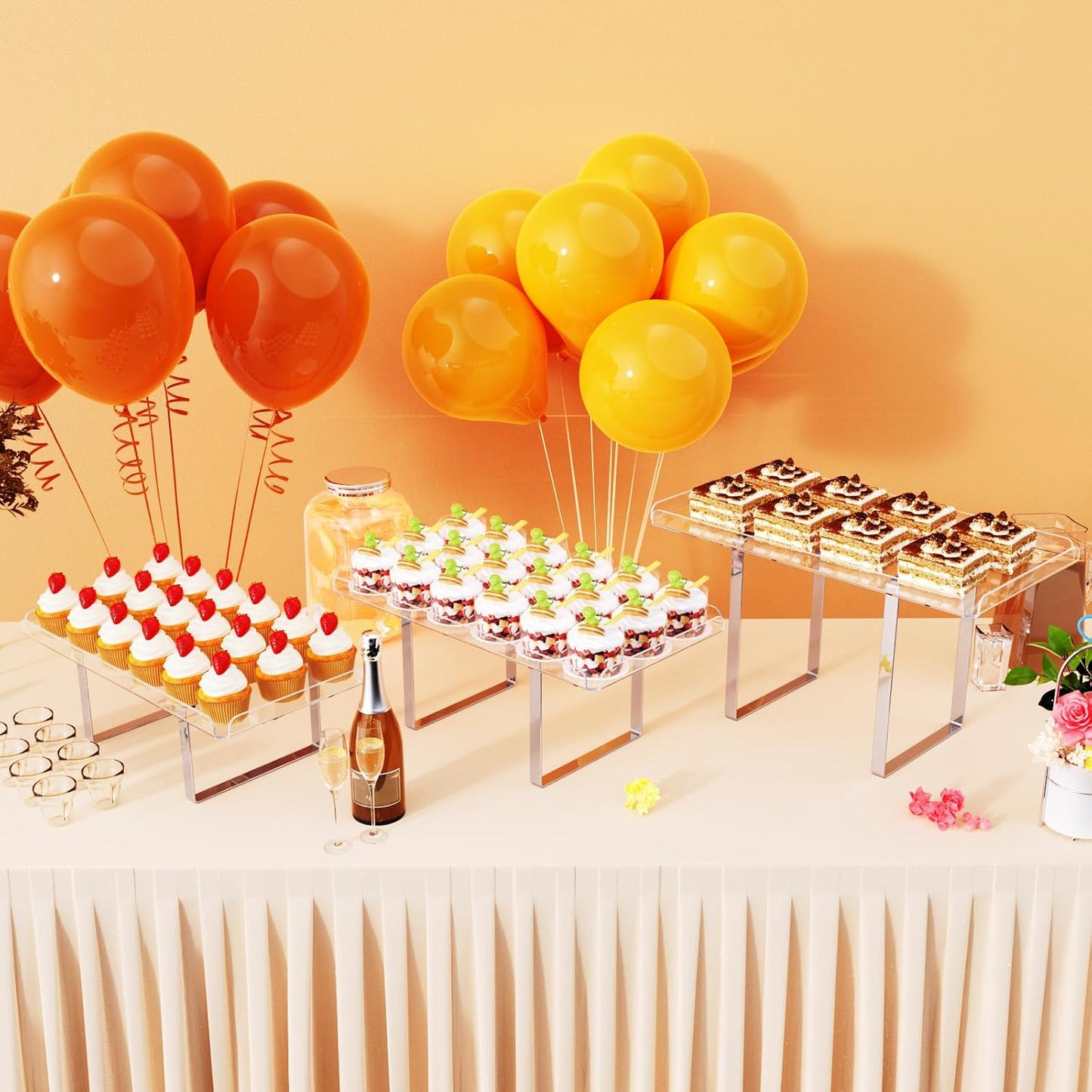 Bakzon 3 Pieces Cupcake Stand Holder, Clear Acrylic Dessert Table Display Set with Iron Support Legs for Birthday Candy