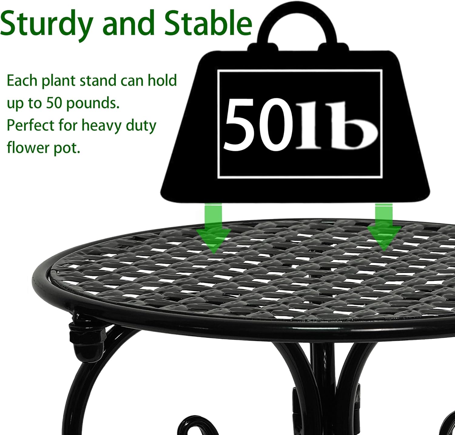NAKUPE 4-Pack Metal Plant Stand for Indoor Outdoor, Heavy Duty Flower Pot Stands for Multiple Plants, Rustproof Iron