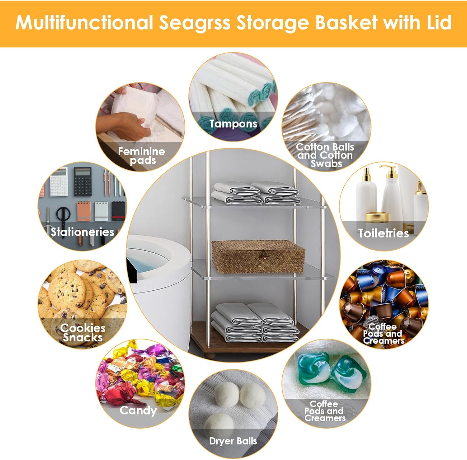 Seagrass Storage Basket / Coffee / Medium
