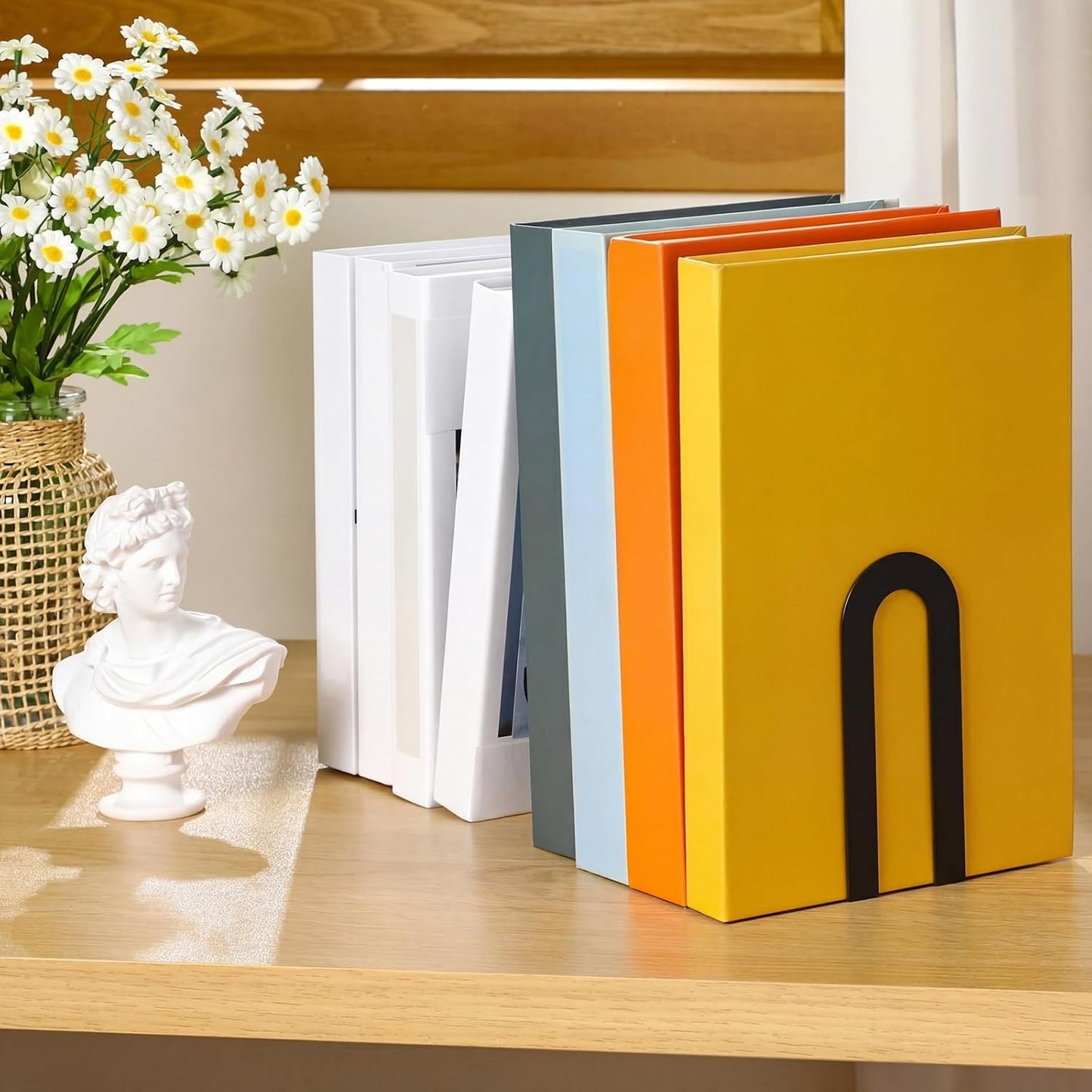 Modern Metal Book Ends / 5.5*3.75*2.25inch / Black / Set of 12
