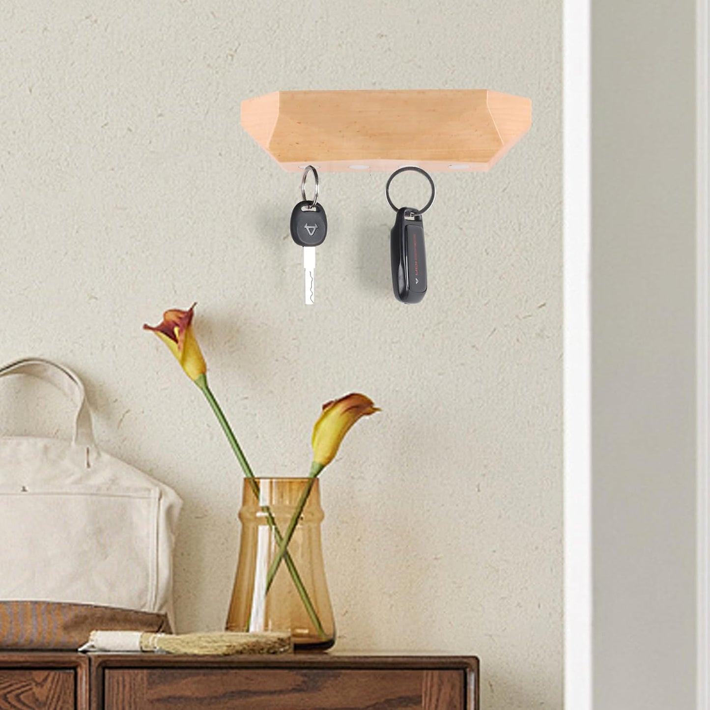 Key Holder Wall Mount Magnetic Key Holder Key Rack Key Hanger Key Hooks / Wood