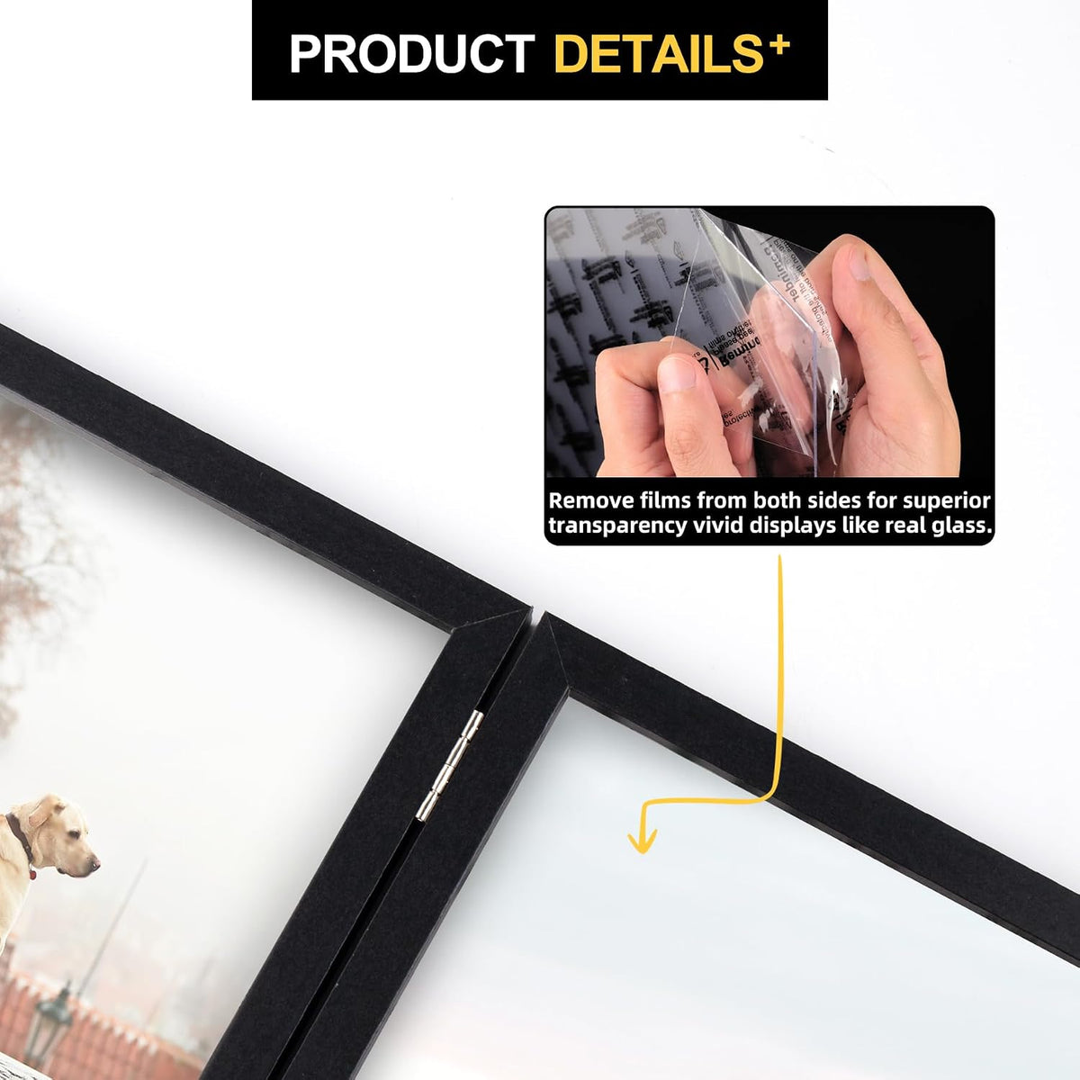 TOFOREVO 5x7 3 Picture Frame Triple Wooden Three Hinged Photo Frame Definition Glass Stand Vertically on Desktop or