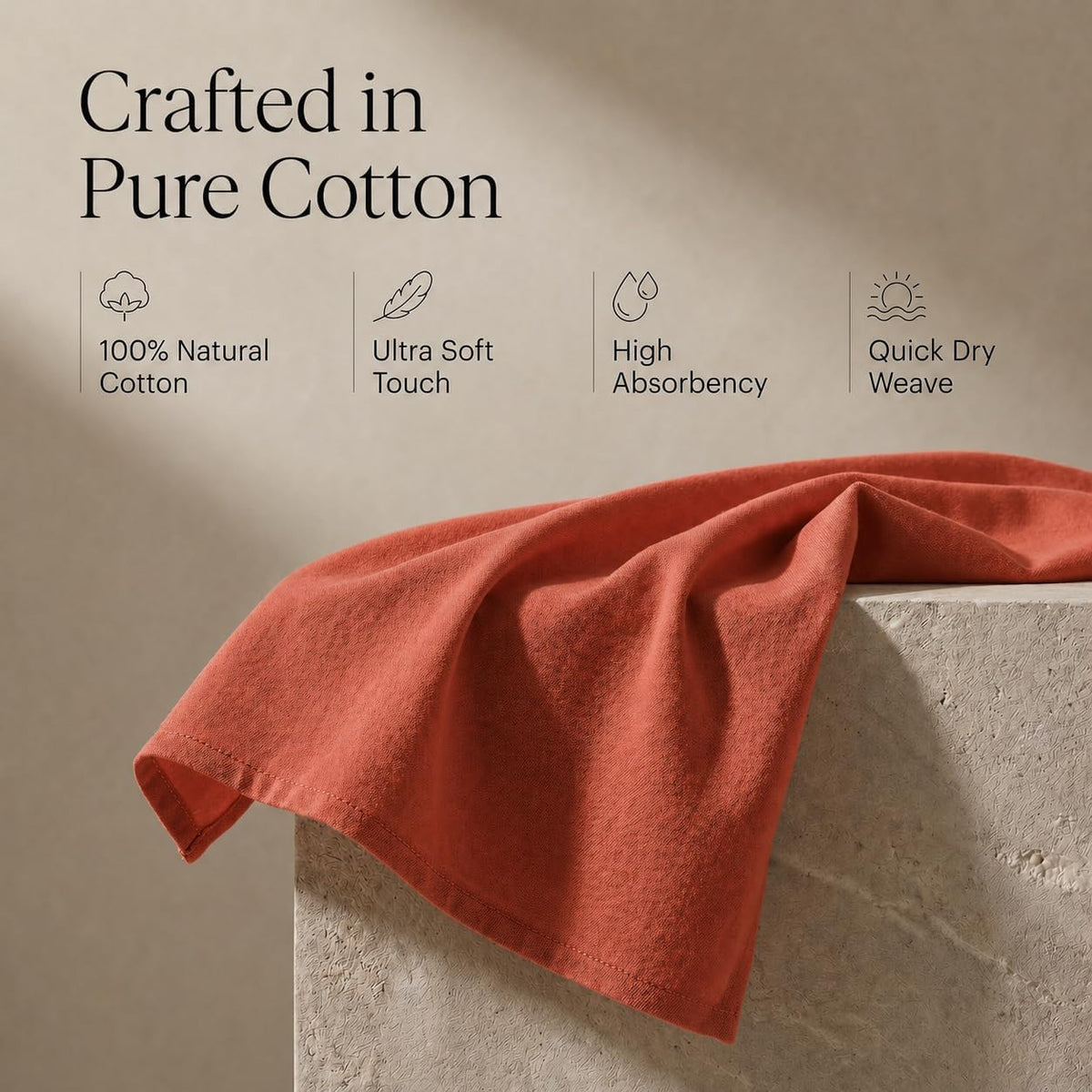 Urban Villa Kitchen Towels Cotton Dish Towels 20”x30” (Set of 6) Rust