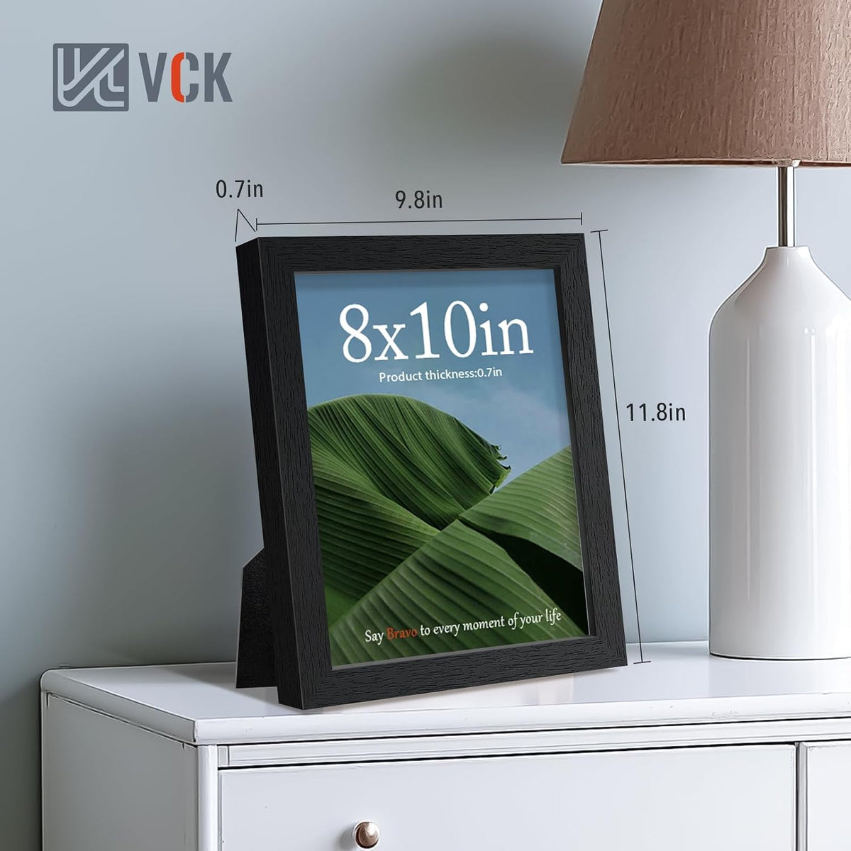 VCK 8x10 Picture Frames - Black, Wide Border Solid Wood Frame, Display Photo in Horizontal and Vertical, for Home