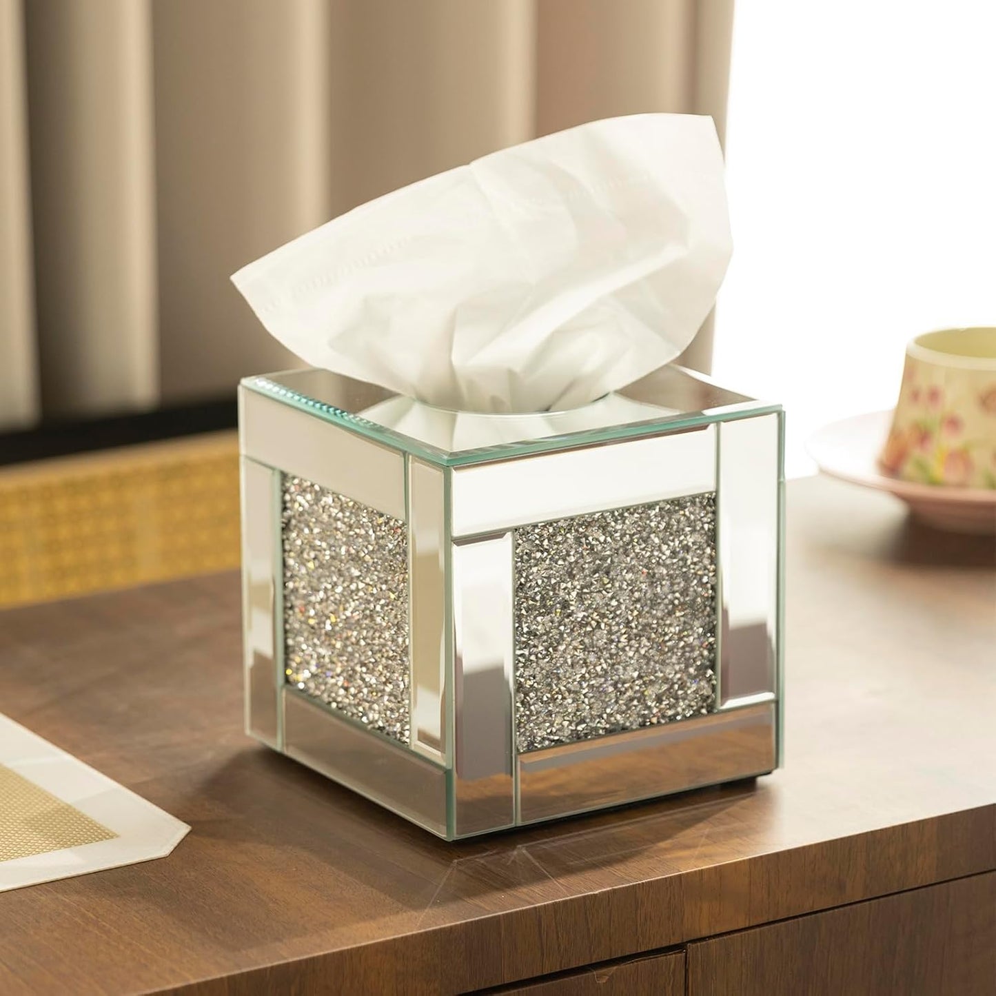 Square Glass Facial Tissue Holder