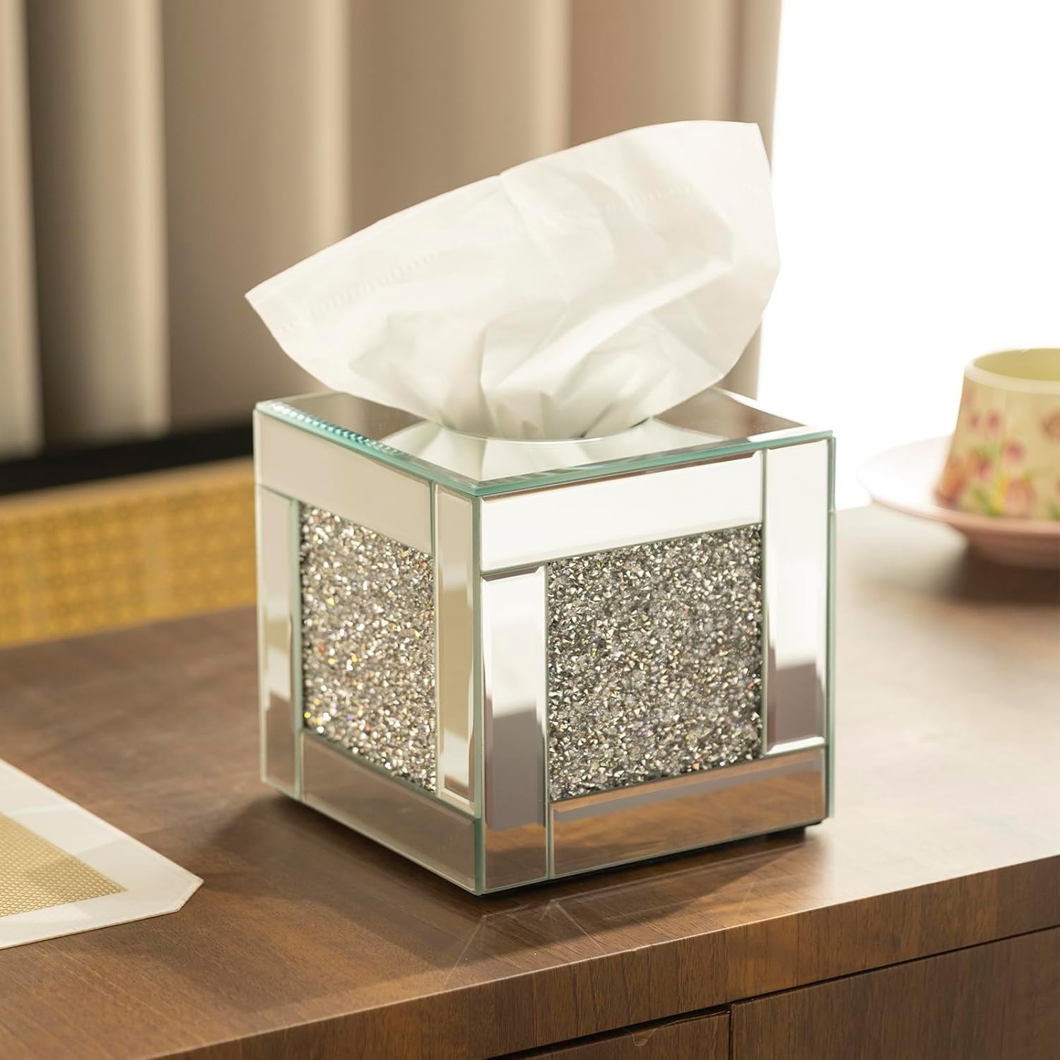 Square Glass Facial Tissue Holder