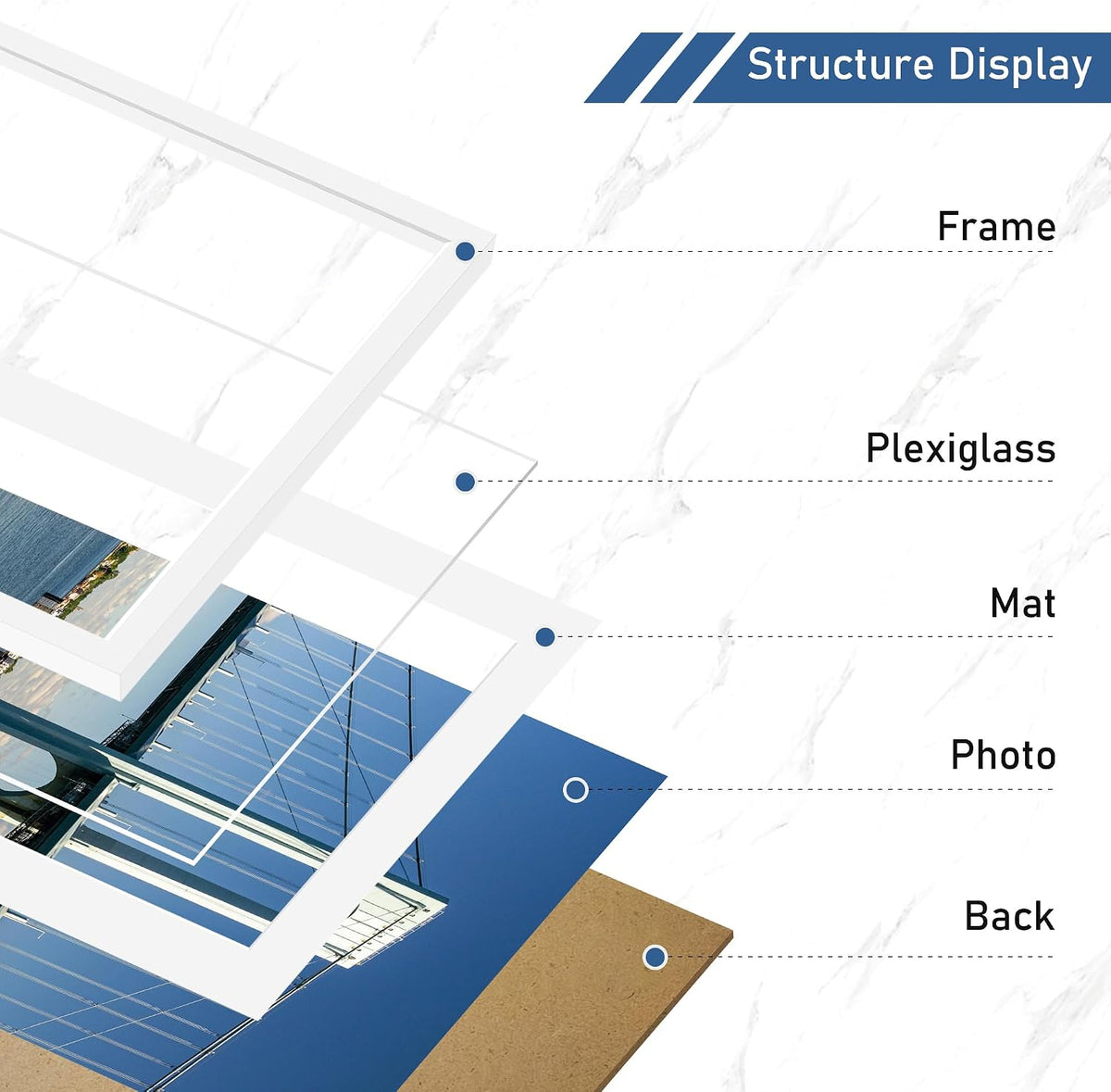 Wiscet 18x24 Poster Frame, White, 4 Pack | Display Picture 16x20 with Mat or 18x24 without Mat, Photo Frame for