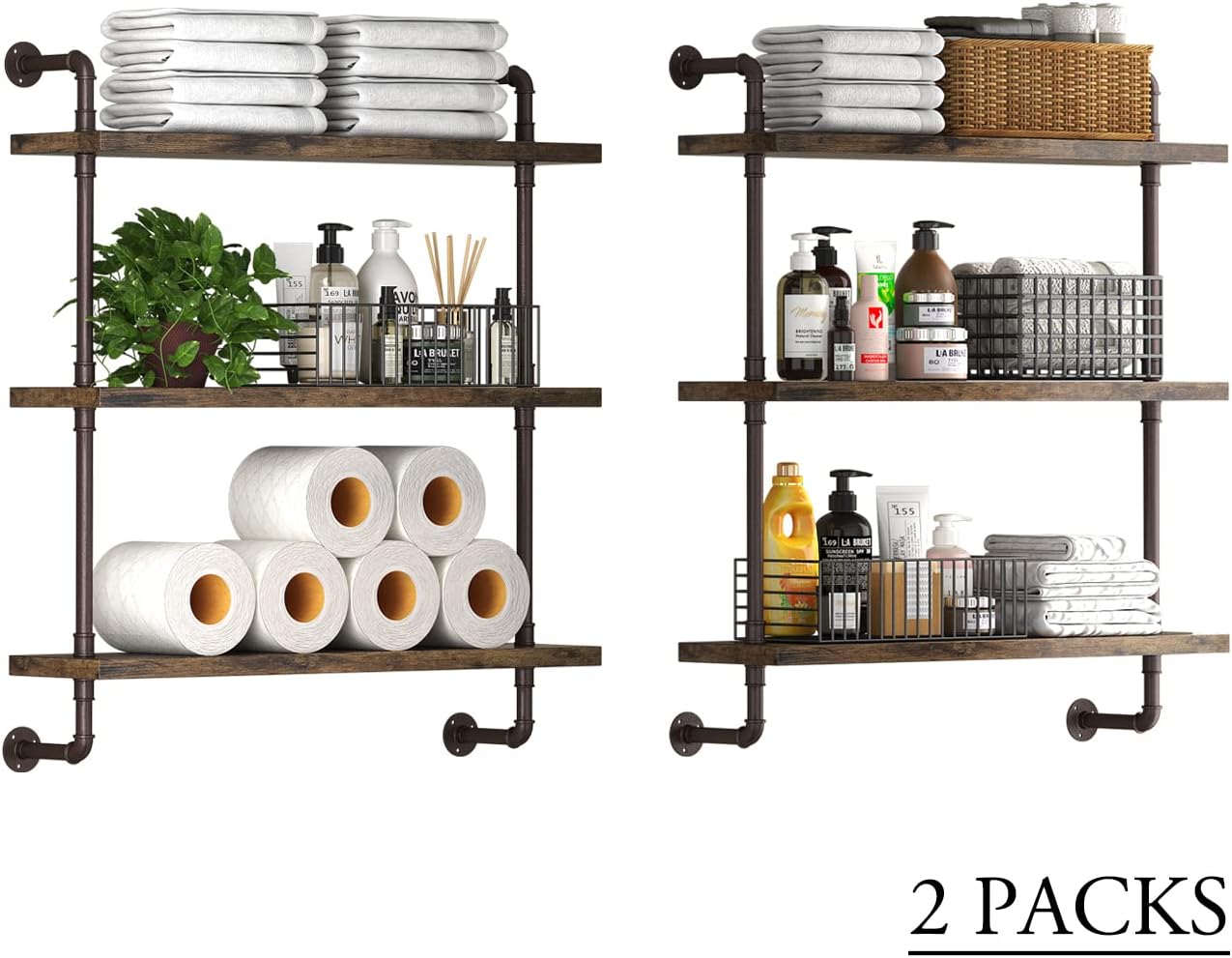 Rustic Wood Floating Shelves / 2set / 24inch