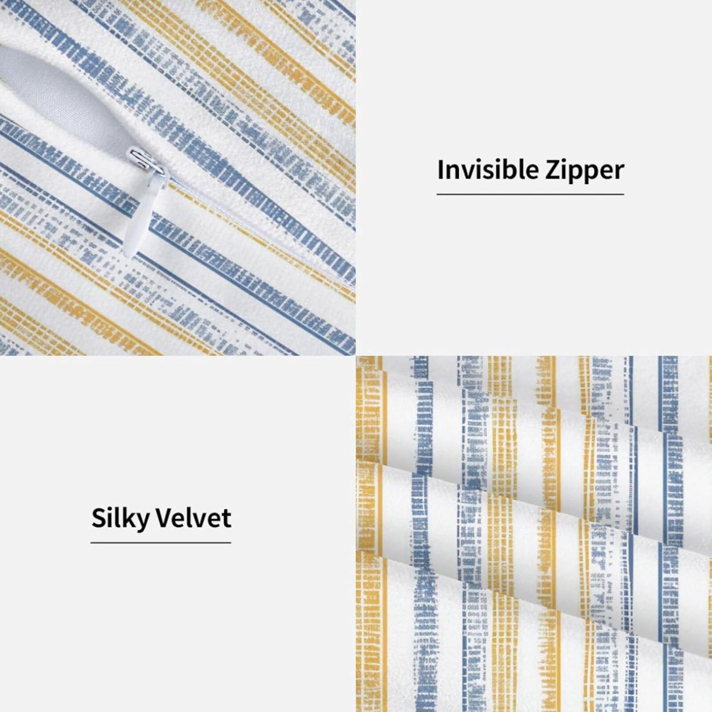 Boho Striped Throw Pillow Covers / 18 x 18 / Blue Yellow / Set of 18