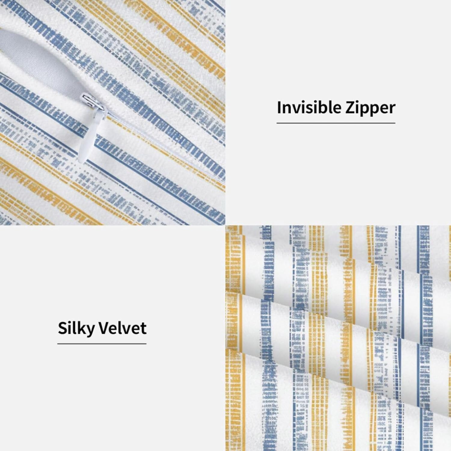 Boho Striped Throw Pillow Covers / 18 x 18 / Blue Yellow / Set of 18