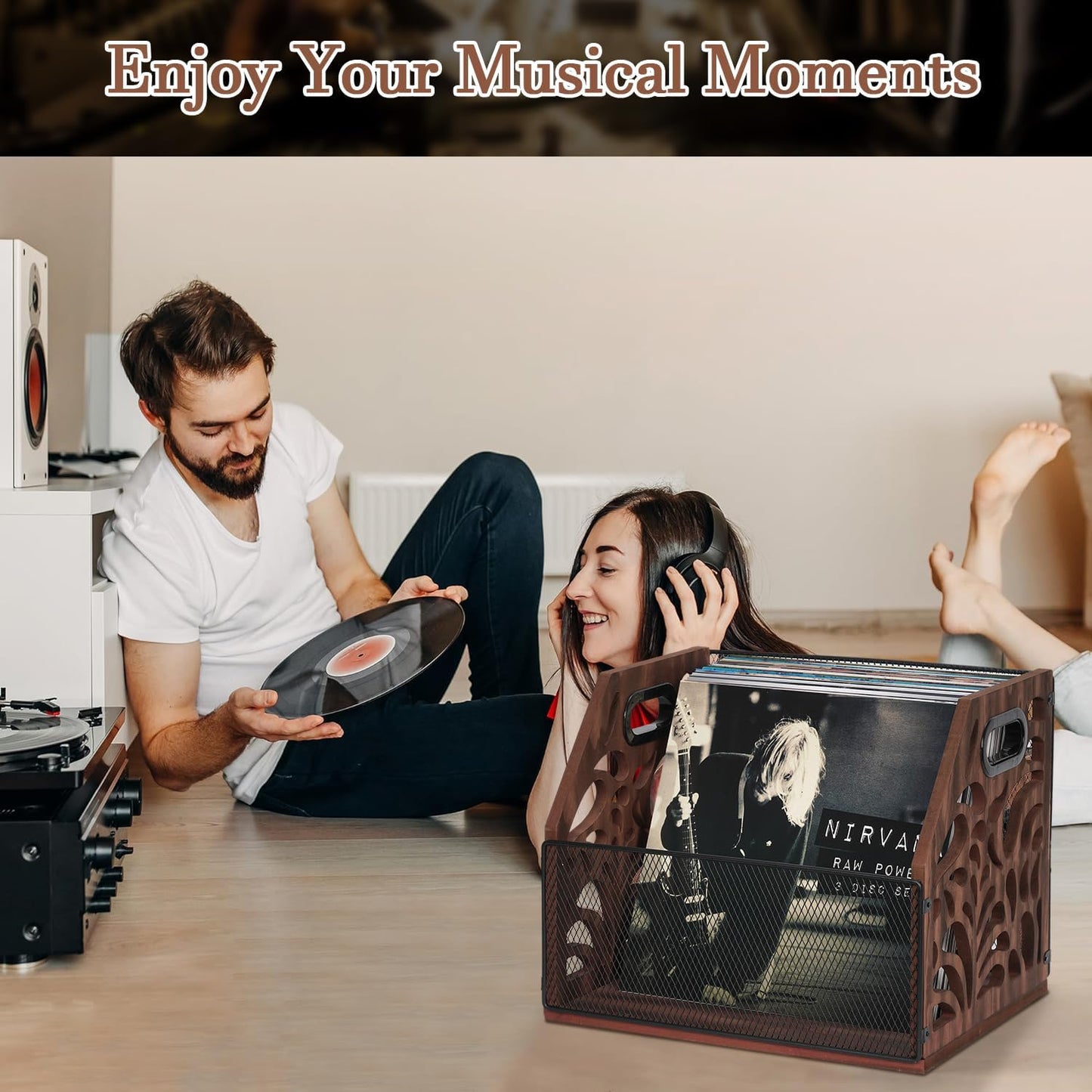 Vinyl Record Storage, Wooden Record Holder, Magazine Holder, Magazine Rack for Desktop and Home Office, Record Crate