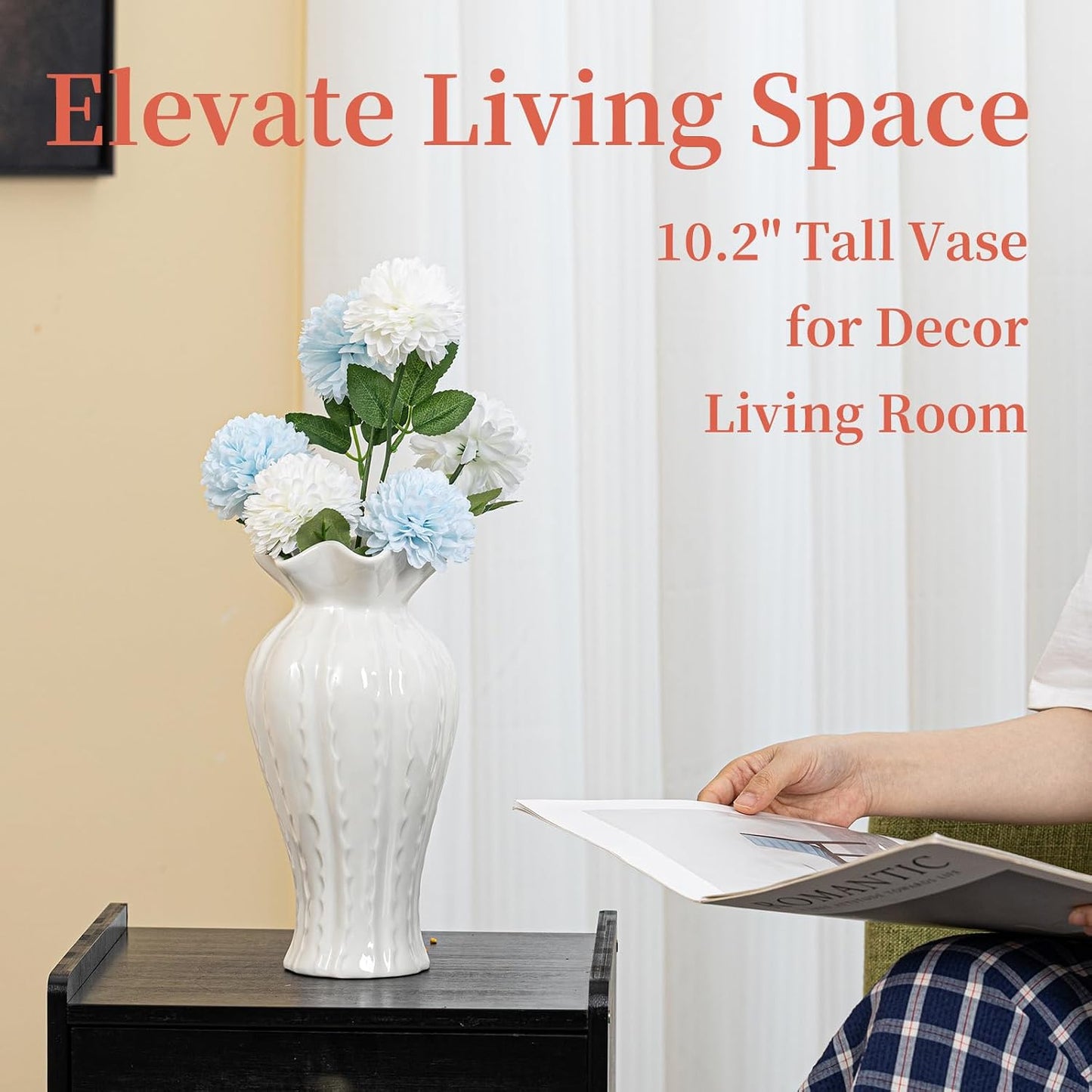 Elegant Lily Ceramic Flower Vase / Glossy / White