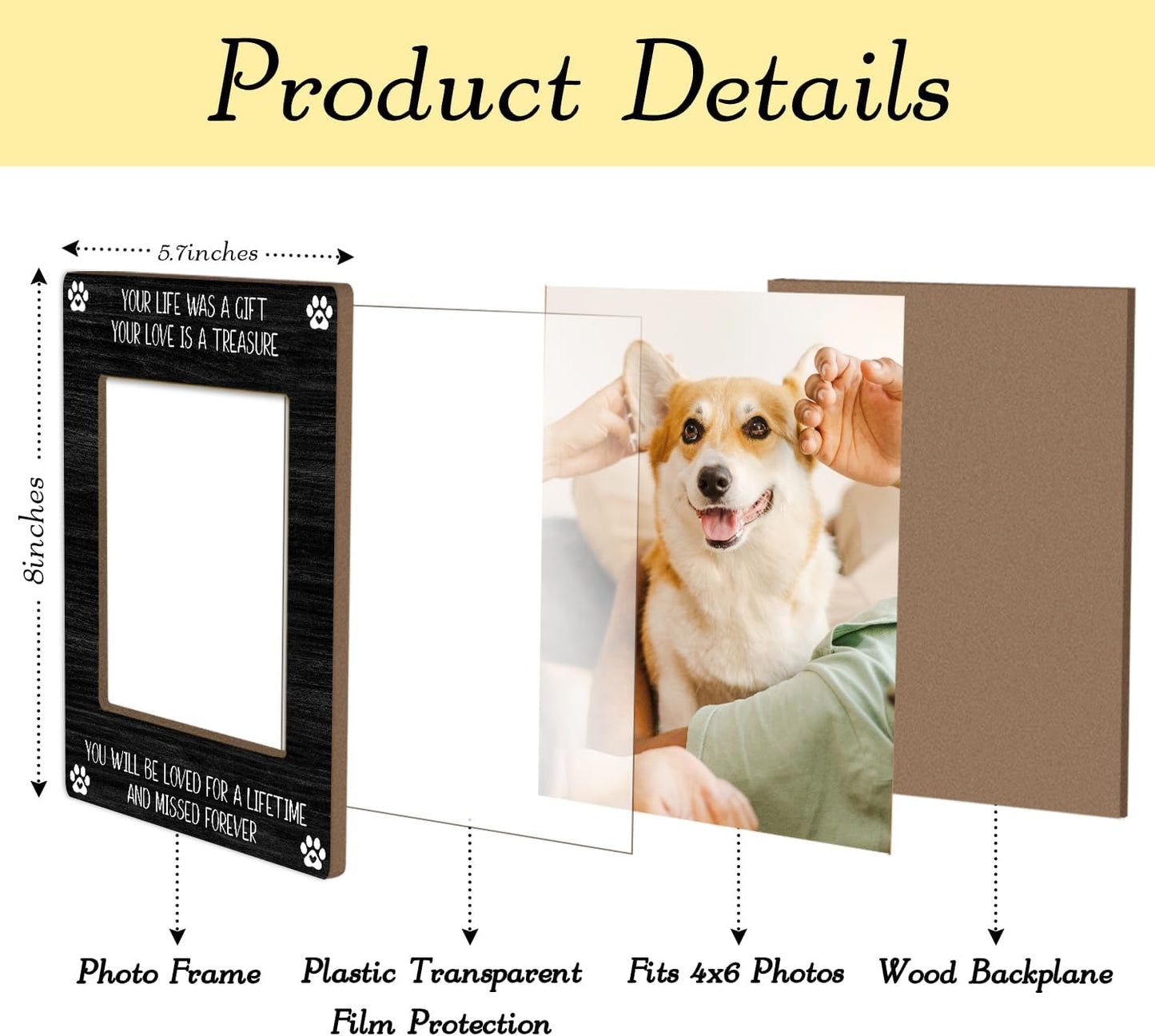 Wooden Frame / Stand / Pet Memorial / 4 x 6