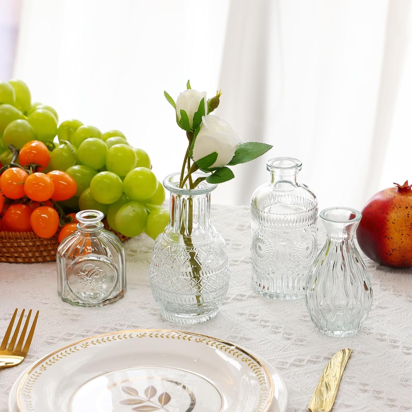 Glass Vase / Bud Vases / Clear / Set of 5