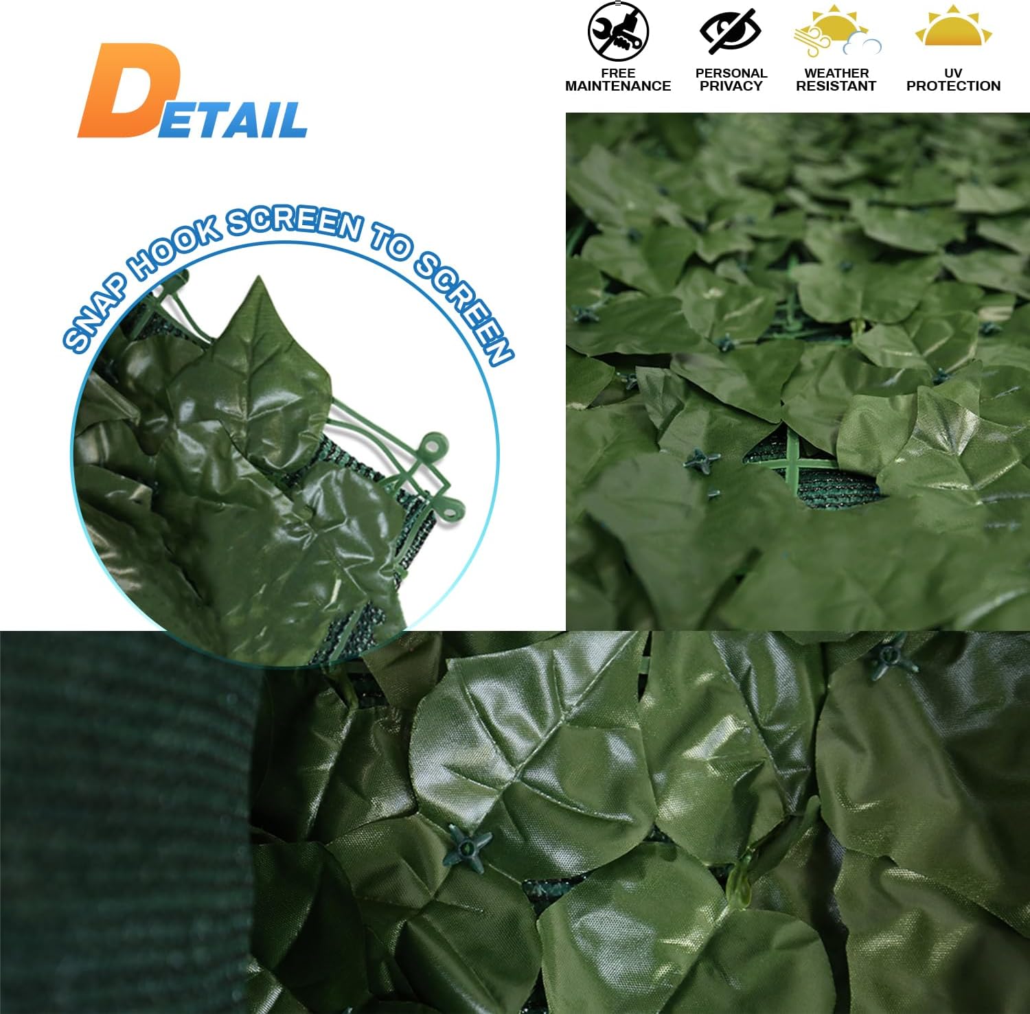Artificial Leaf Fence Cover for Balcony Outdoor Decor / 39 x 117 / Light Green / Set of 3