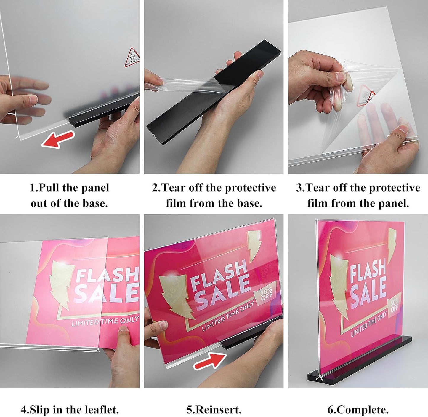 Acrylic Sign Holder 11x8.5 '' Horizontal T-Shaped Clear Double-Sided Table Menu Stands Plastic Picture Frames Display