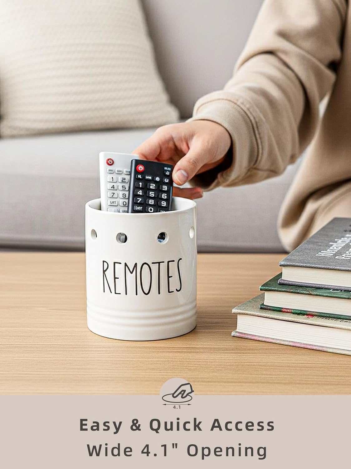 Farmhouse Ceramic Remote Control Holder / White