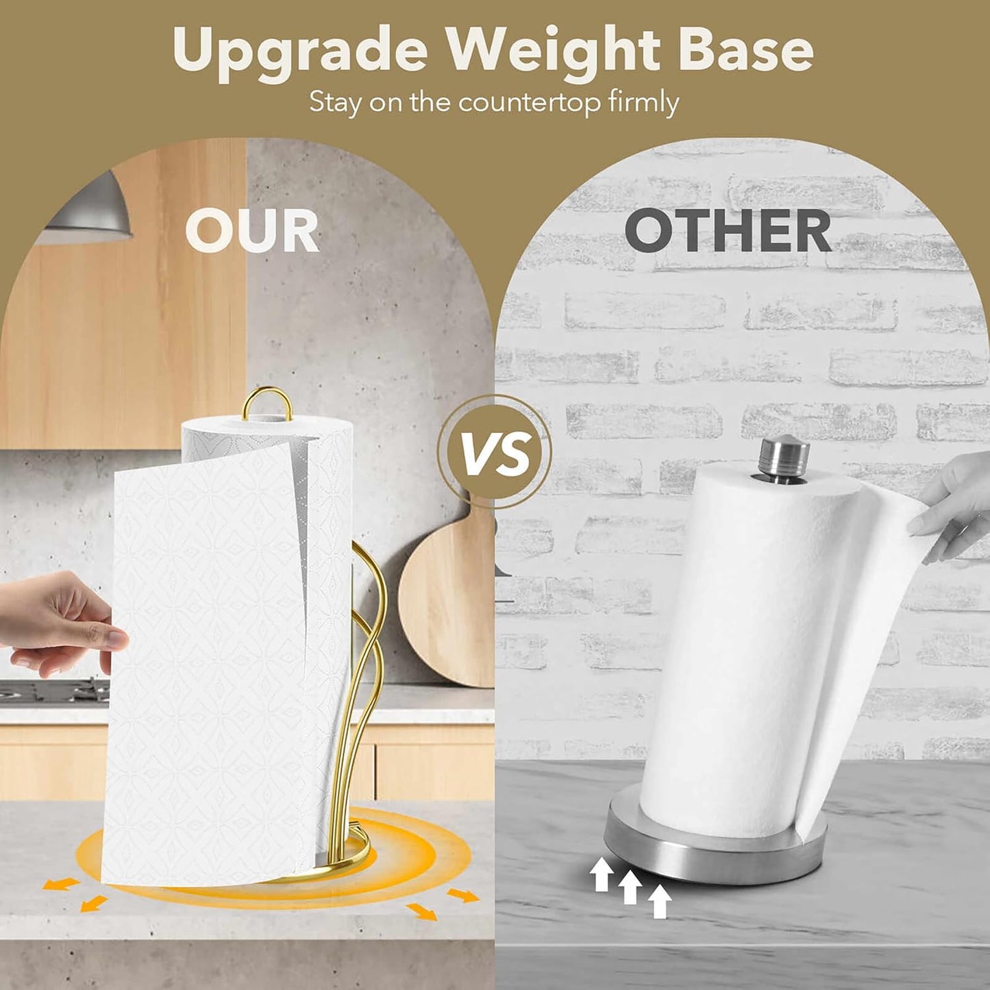 Paper Towel Holder Countertop, Stainless Steel Paper Towel Roll Holder and Paper Napkinholder Set, Standing Paper Towel
