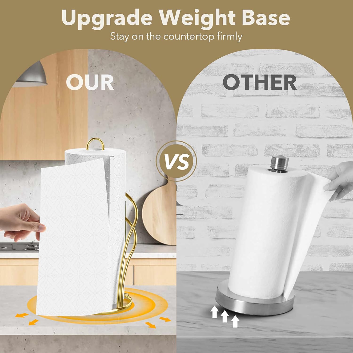 Paper Towel Holder Countertop, Stainless Steel Paper Towel Roll Holder and Paper Napkinholder Set, Standing Paper Towel