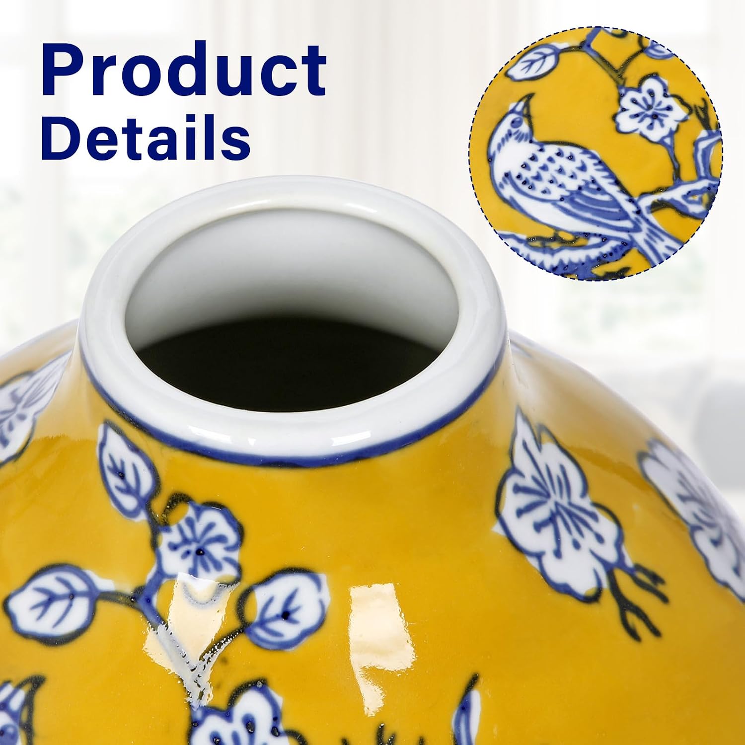 Blue and White Vase Porcelain Vases Small Chinoiserie Decor Vase Ceramic Gifts Chinese / Yellow
