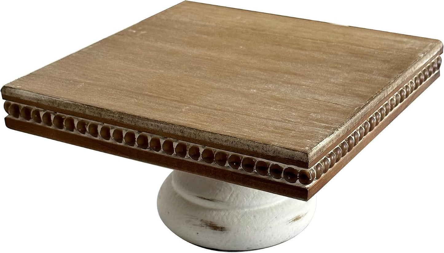 Shabby Chic Pedestal Tray Decor / White / 8.25 Inch