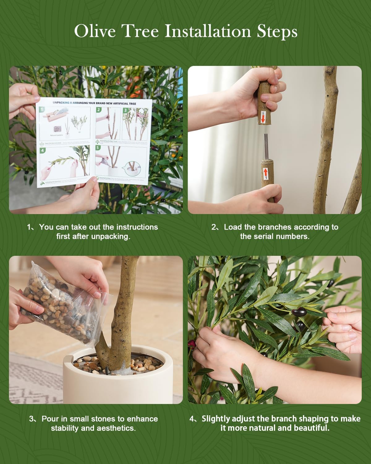 Olive Tree Fake Tree Faux Plants Indoor / 6ft / Natural / 6 Inch